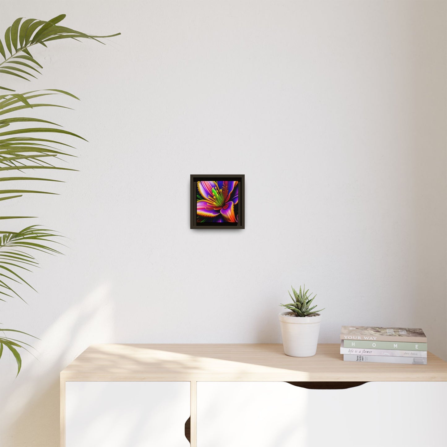 Vibrant Neon Floral Matte Canvas Print — Framed Wall Art