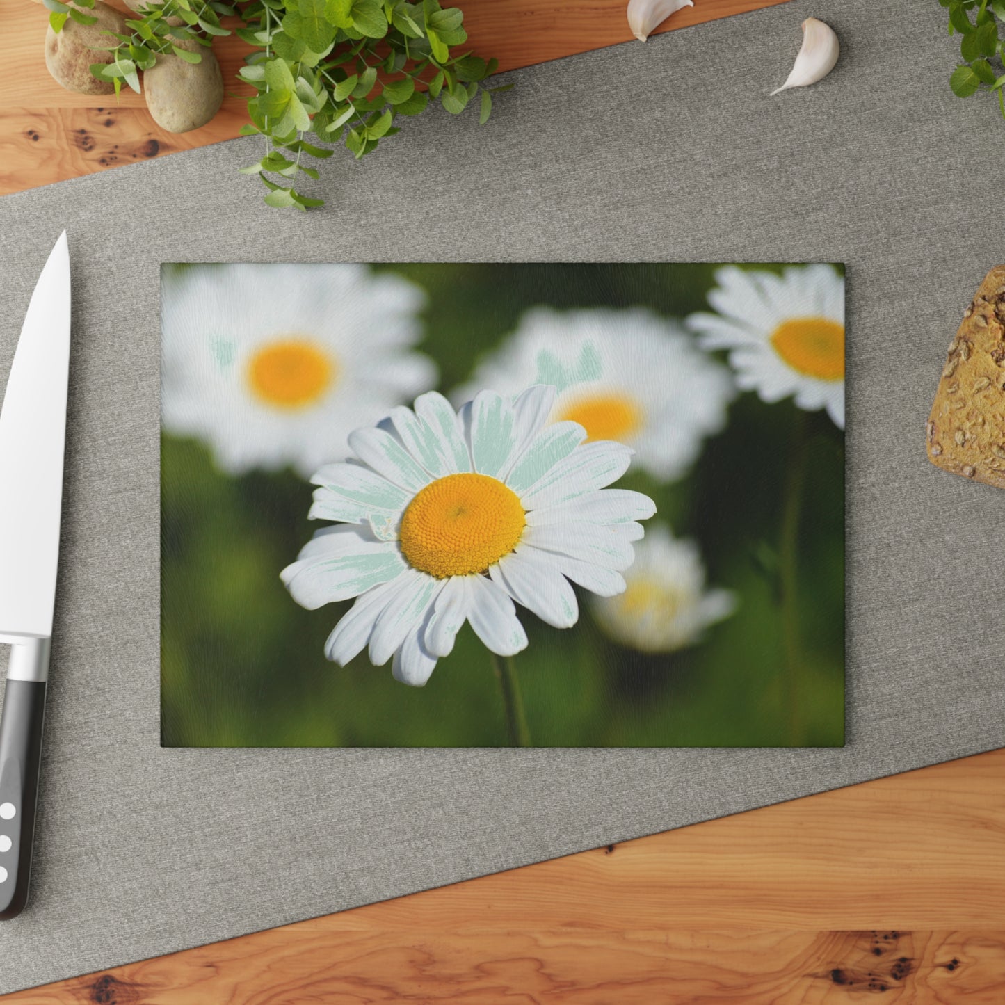 Charming Floral Glass Cutting Board - Kitchen Decor