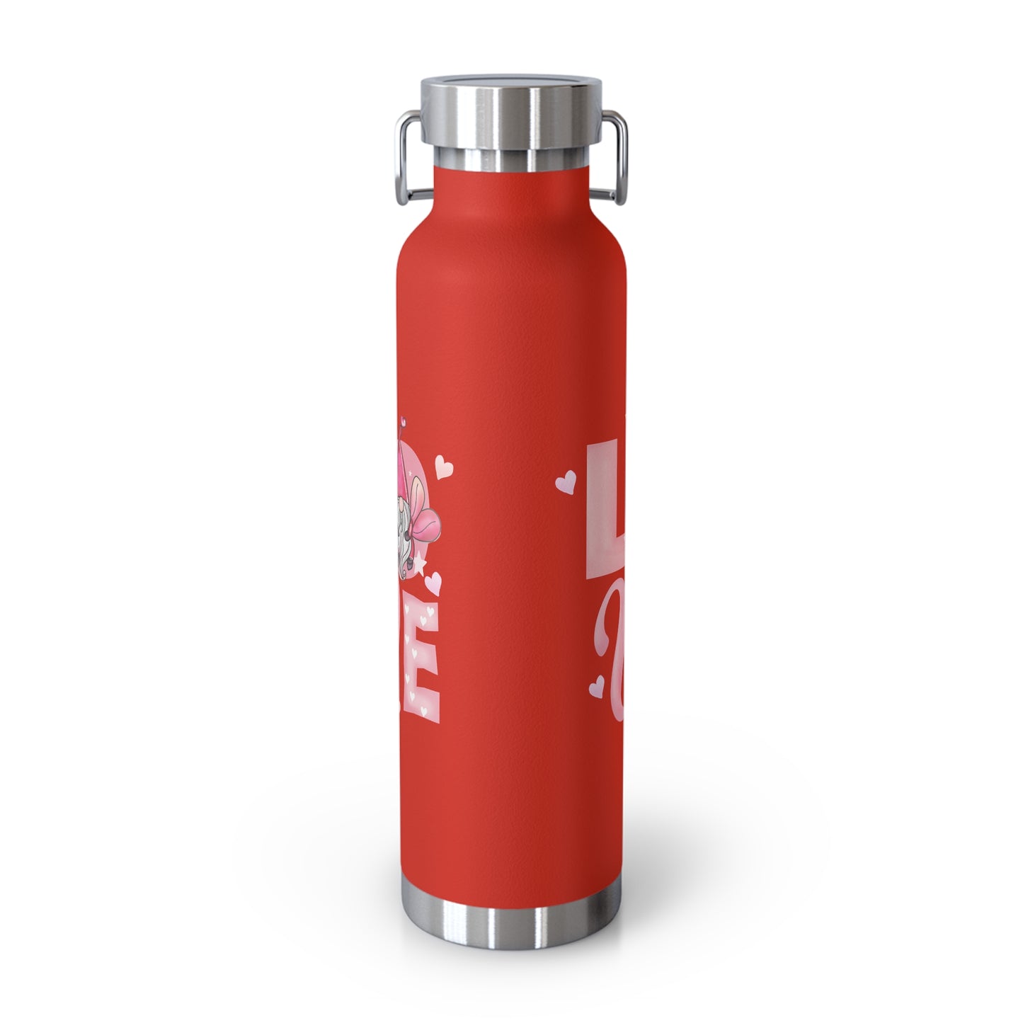 22oz Insulated Bottle — Red 'LOVE' Floral Valentine Water Bottle