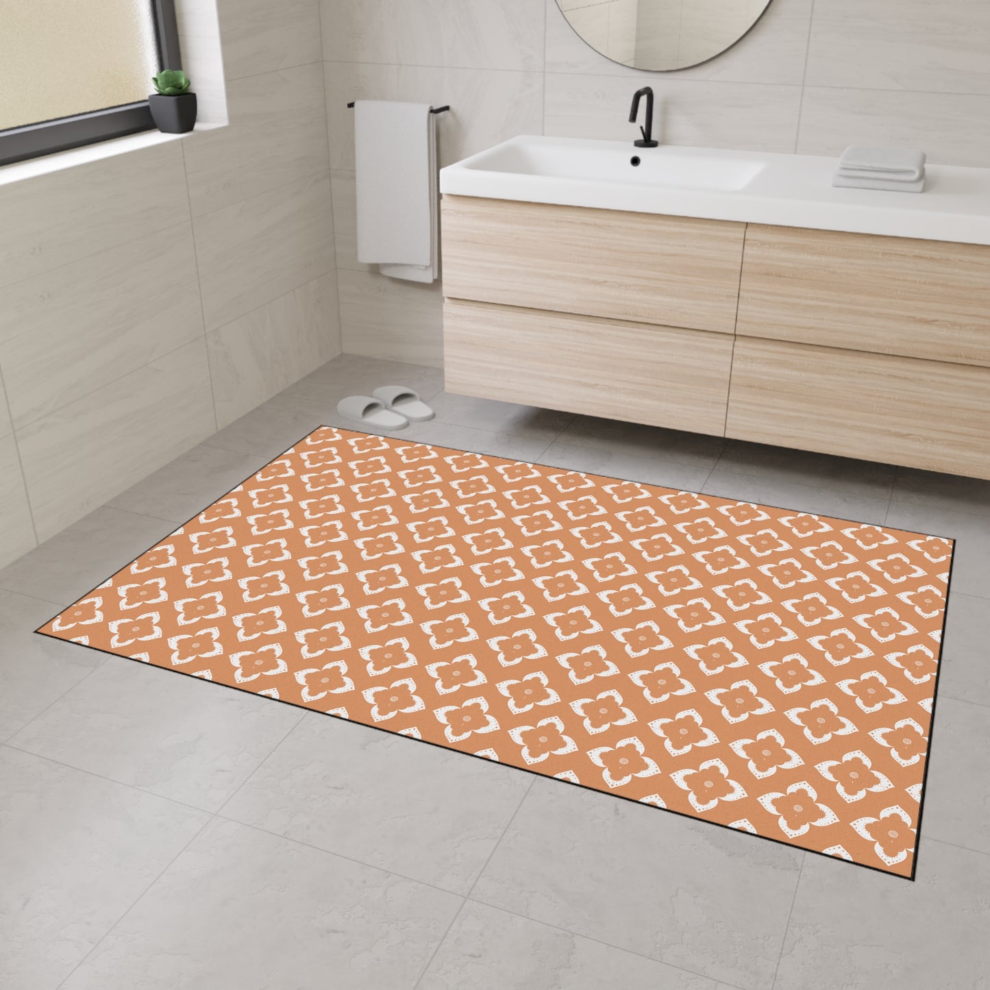 Heavy-Duty Floor Mat — Terracotta Moroccan Tile Pattern, Non-Slip Entry Rug
