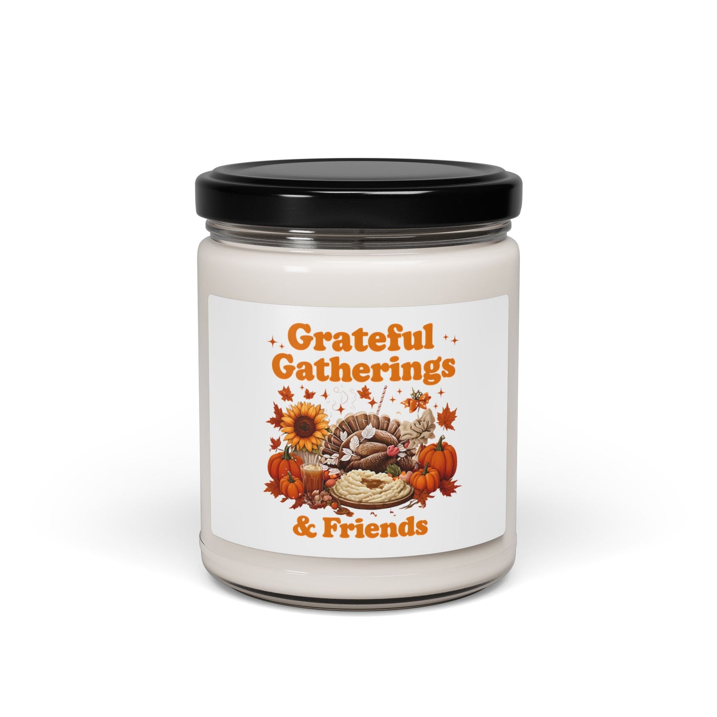 Thankful Gatherings Soy Candle — Autumn Pumpkin & Sunflower Scent (9oz)