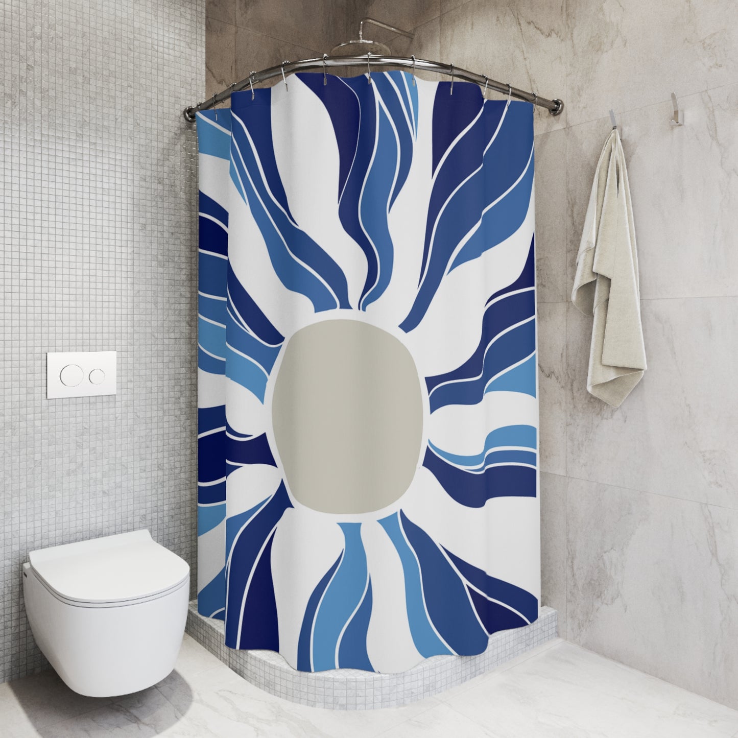 Elegant Blue Wave Shower Curtain, Modern Bathroom Decor, Ocean Theme Bath Accessory, Nautical Home Style, Gift Idea for Beach Lovers