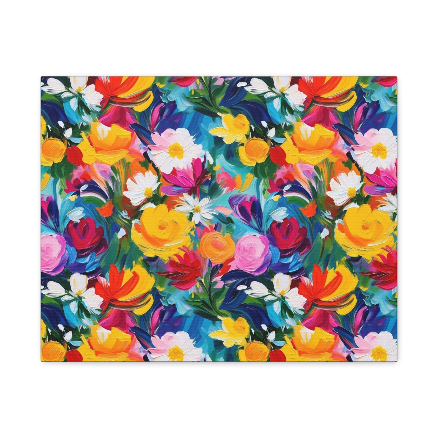 Vibrant Floral Matte Canvas Wall Art — Colorful Garden Print, Stretched 1.25"