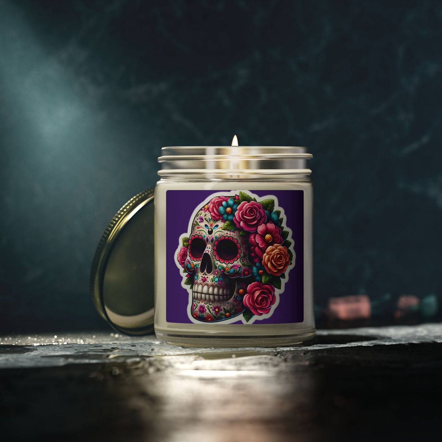 Day of the Dead Sugar Skull Scented Candle — Coconut Apricot Wax (4oz & 9oz)