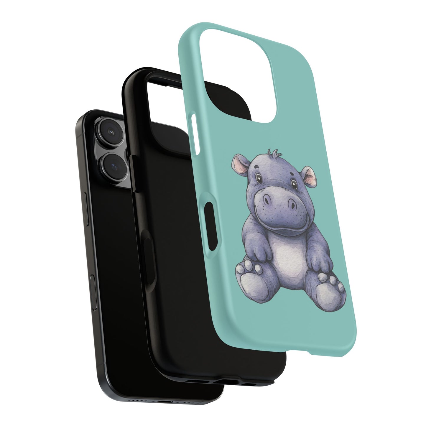 Cute Hippo Phone Case, Tough Phone Cover, Fun Animal Case, Gift for Kids, Cute Decor, Birthday Present