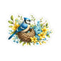 Bluebird Nest Floral Sticker — Kiss-Cut Decorative Vinyl Sticker