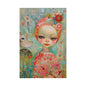 Whimsical Girl & Bird Matte Canvas Wall Art — Stretched Decorative Painting