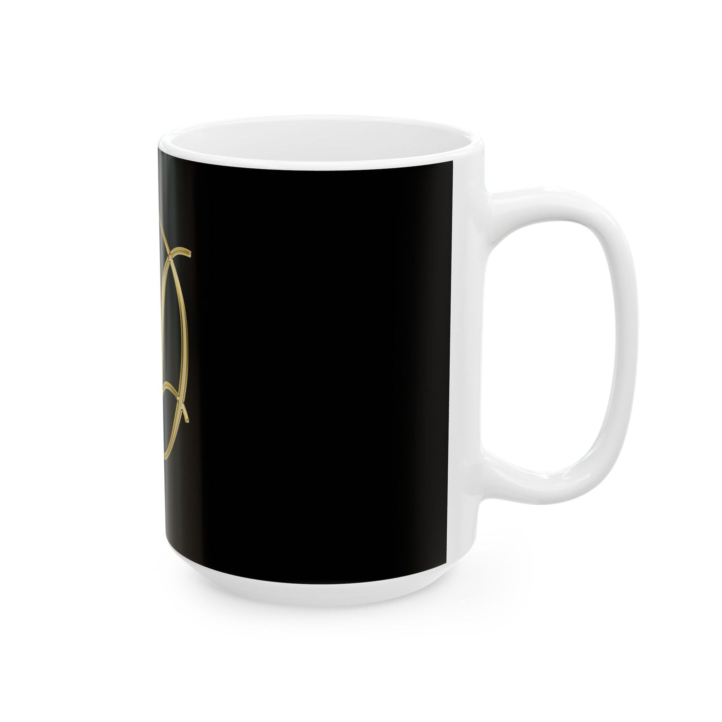 Monogram 'D' Gold Script Ceramic Mug — Elegant Initial Coffee Cup (11oz, 15oz)