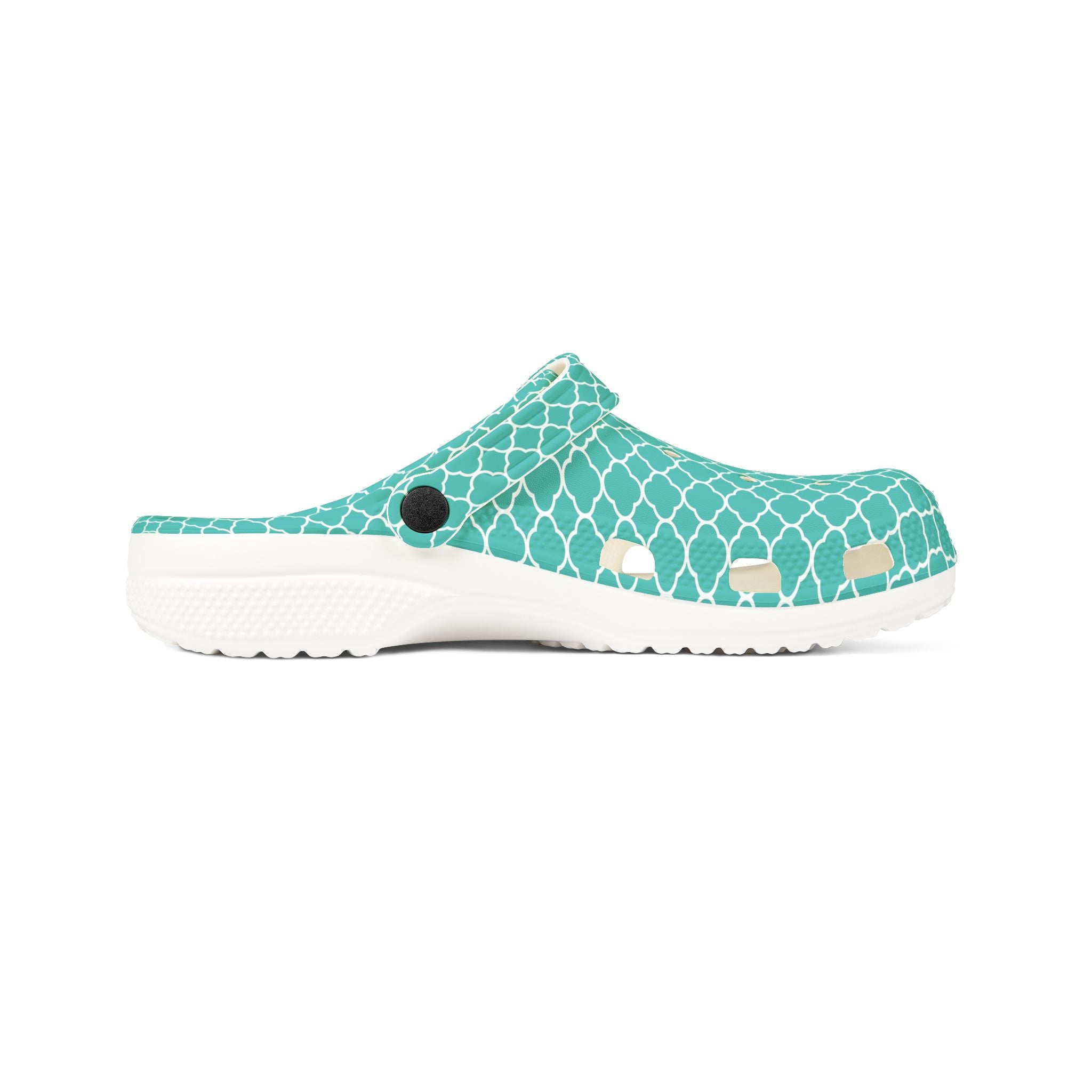 Aqua Tile Pattern EVA Clogs — Lightweight Casual Slip-On Shoes
