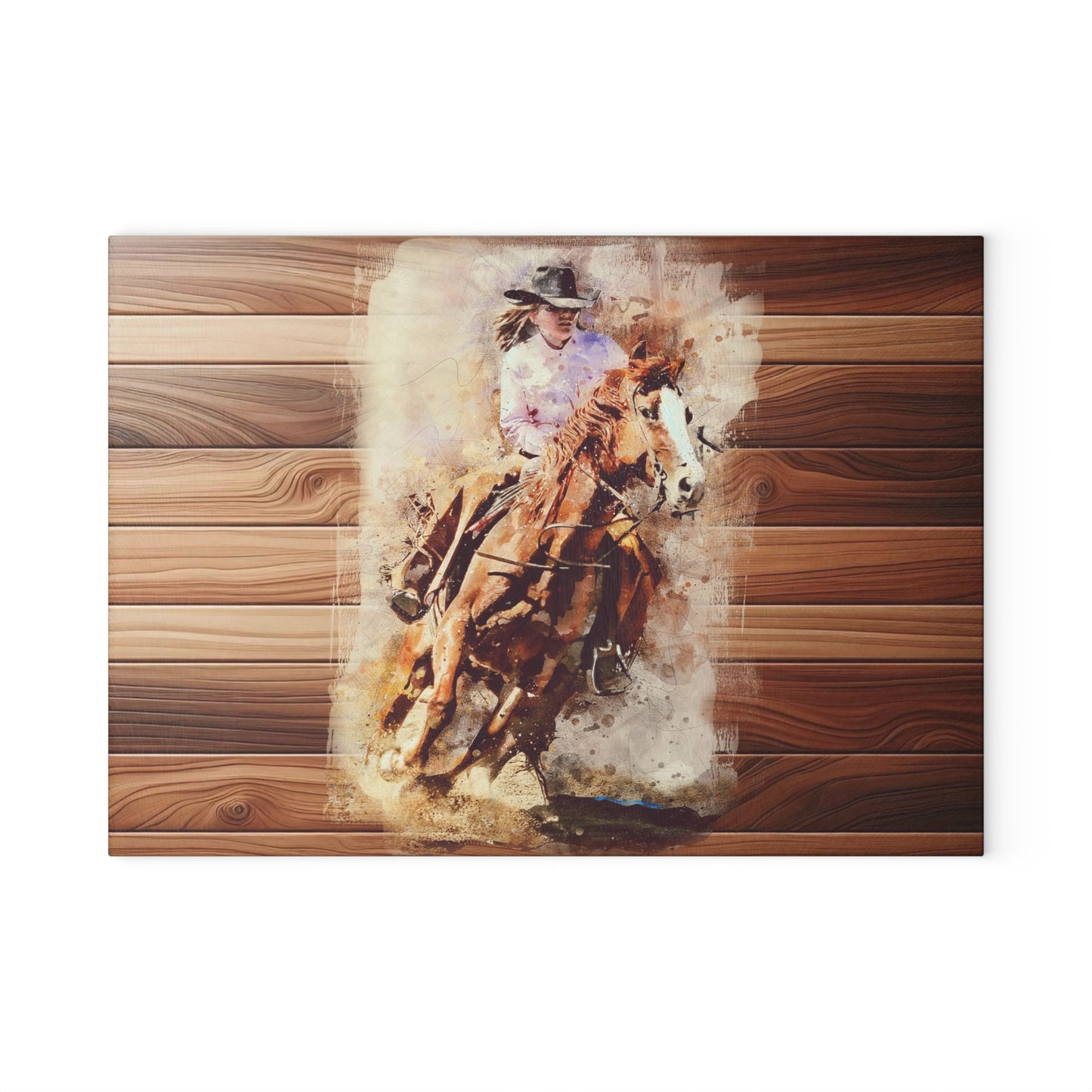 Rustic Equestrian Glass Cutting Board - Horse