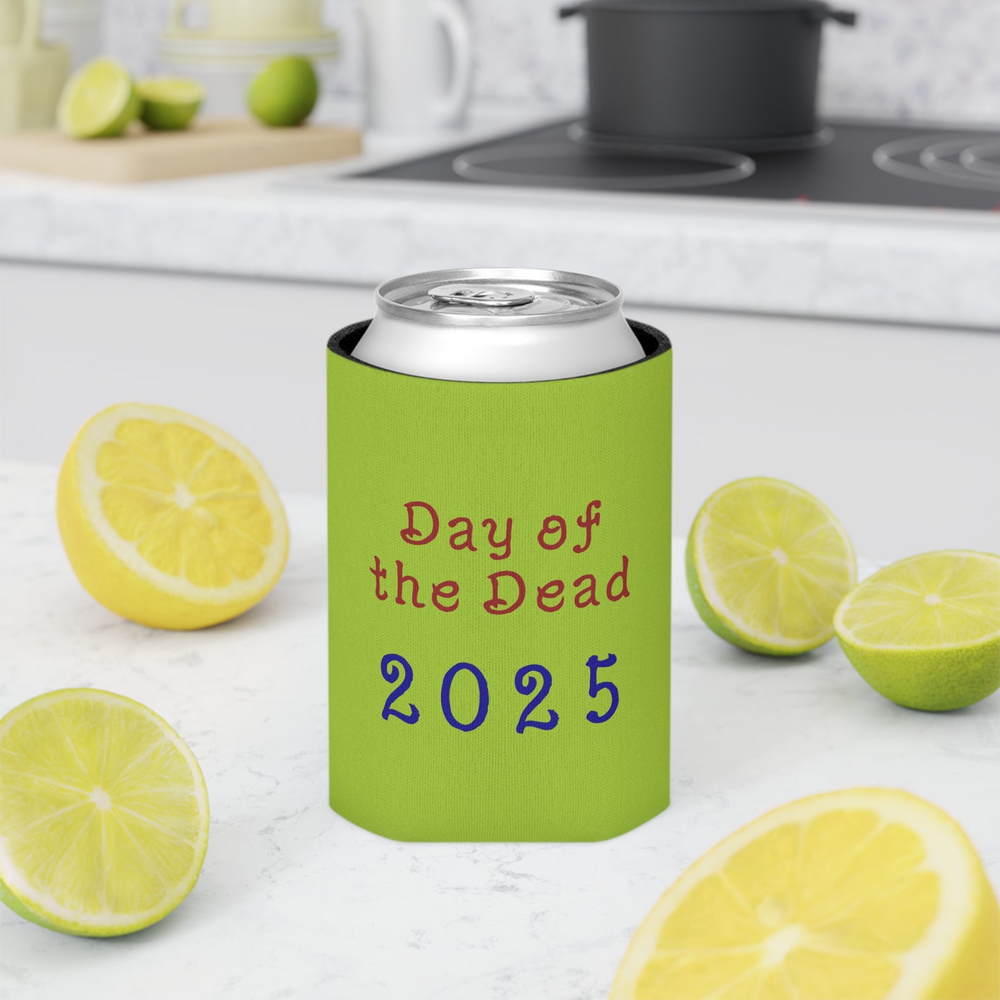 Day of the Dead Can Cooler, Colorful Skull Drink Holder, Party Favor for Dia de los Muertos, Eco-Friendly Beverage Insulator
