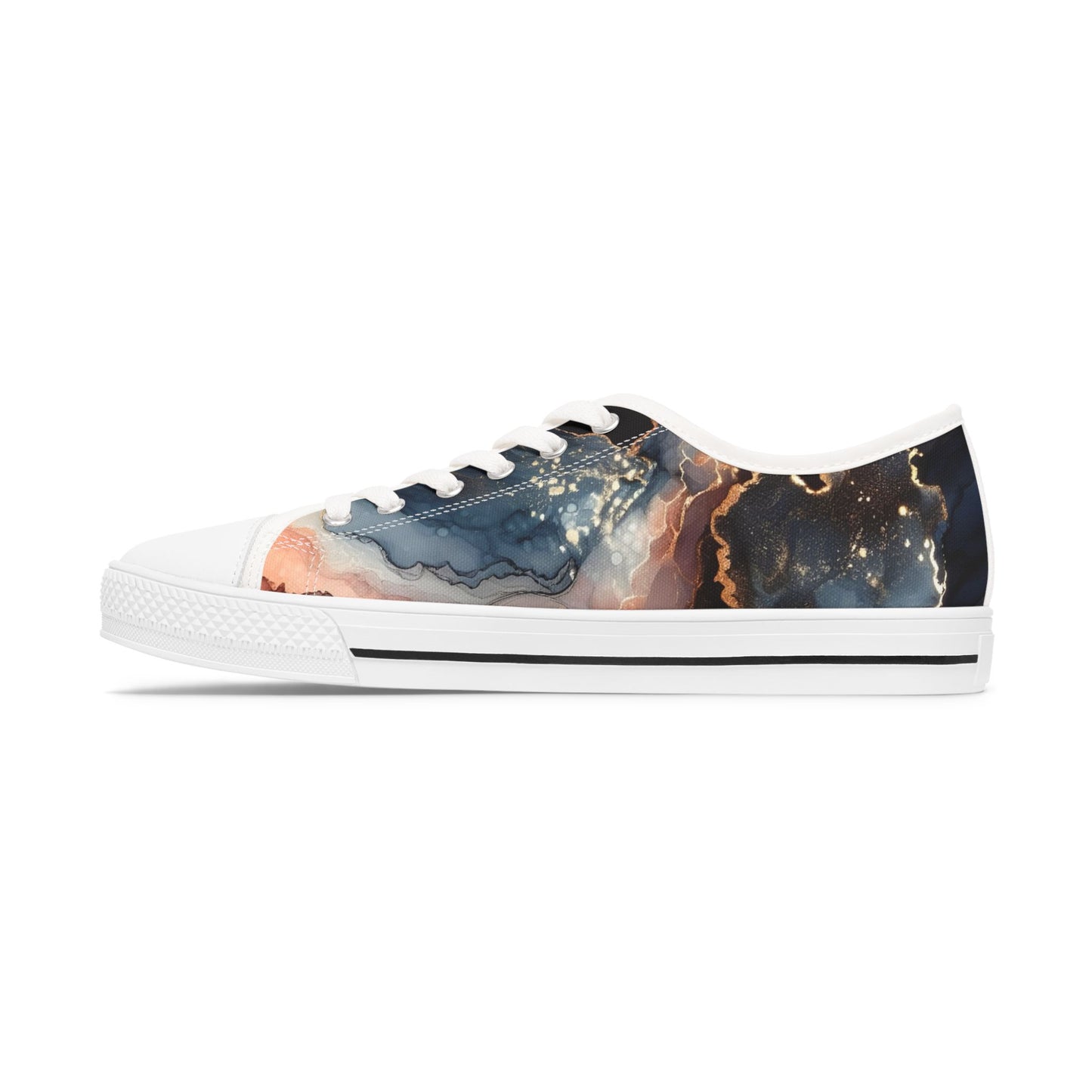 Abstract Marble-Print Low Top Sneakers — Women's Artistic Casual Shoes