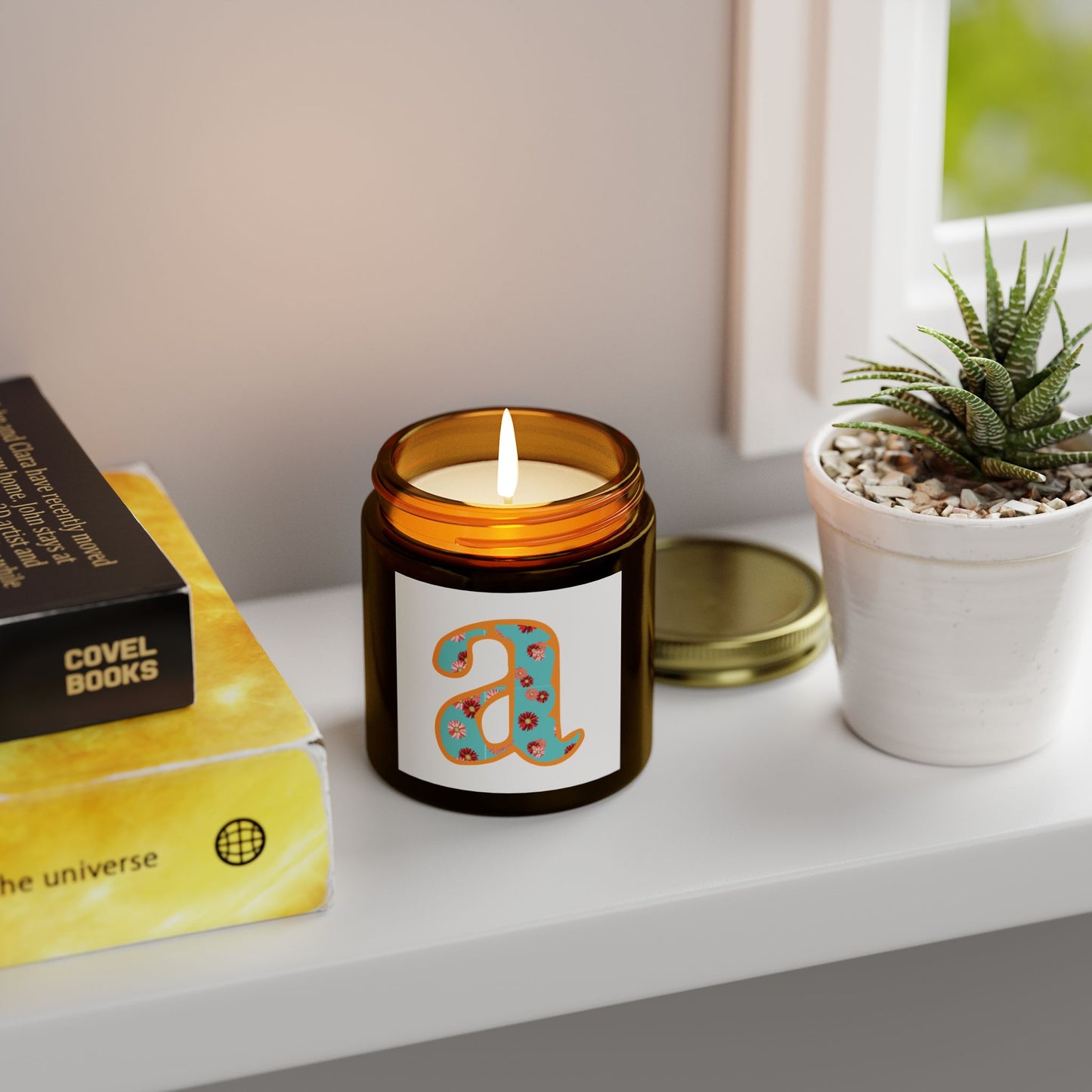 Personalized Floral Scented Candle, Hand-Poured Coconut Apricot Wax, Home Fragrance, Gift for Her, Relaxation, Meditation, Housewarming