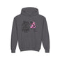Youth Hoodie — "Love Has Four Paws" Pink Scooter French Bulldog Graphic