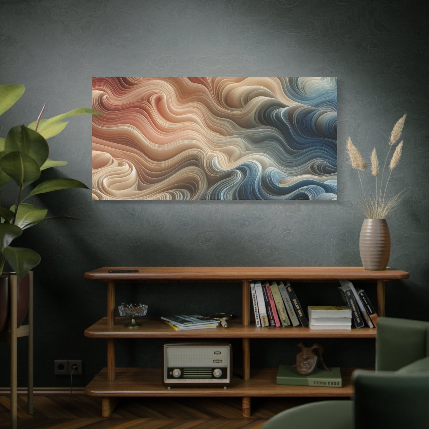 Abstract Swirl Matte Canvas Wall Art — Fluid Earth Tones, Stretched 1.25"