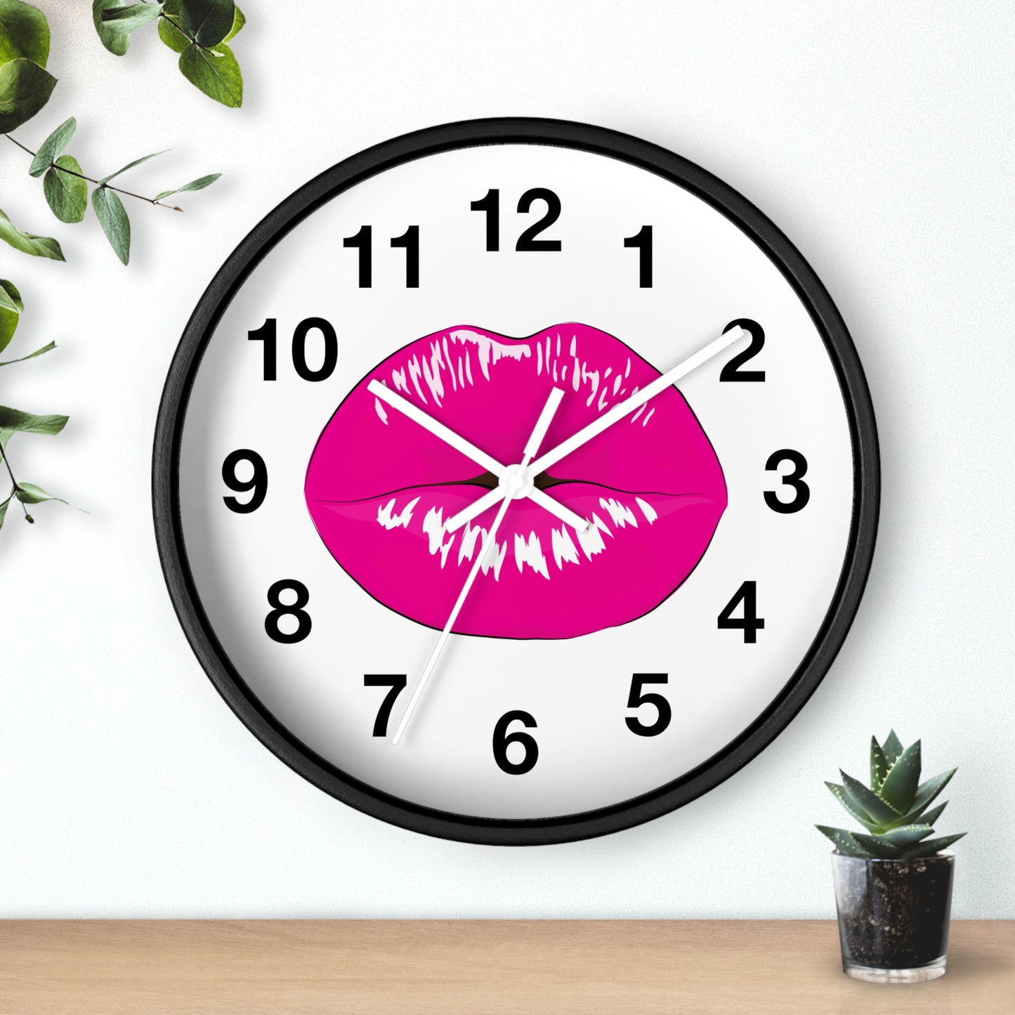 Hot Pink Kiss Wall Clock | Lip Print Clock