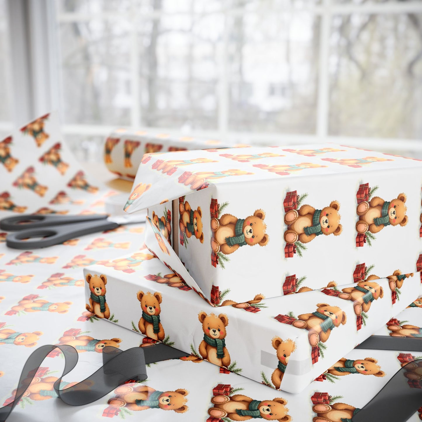 Teddy Bear Bouquet Wrapping Paper – Cute Kids Gift Wrap Roll