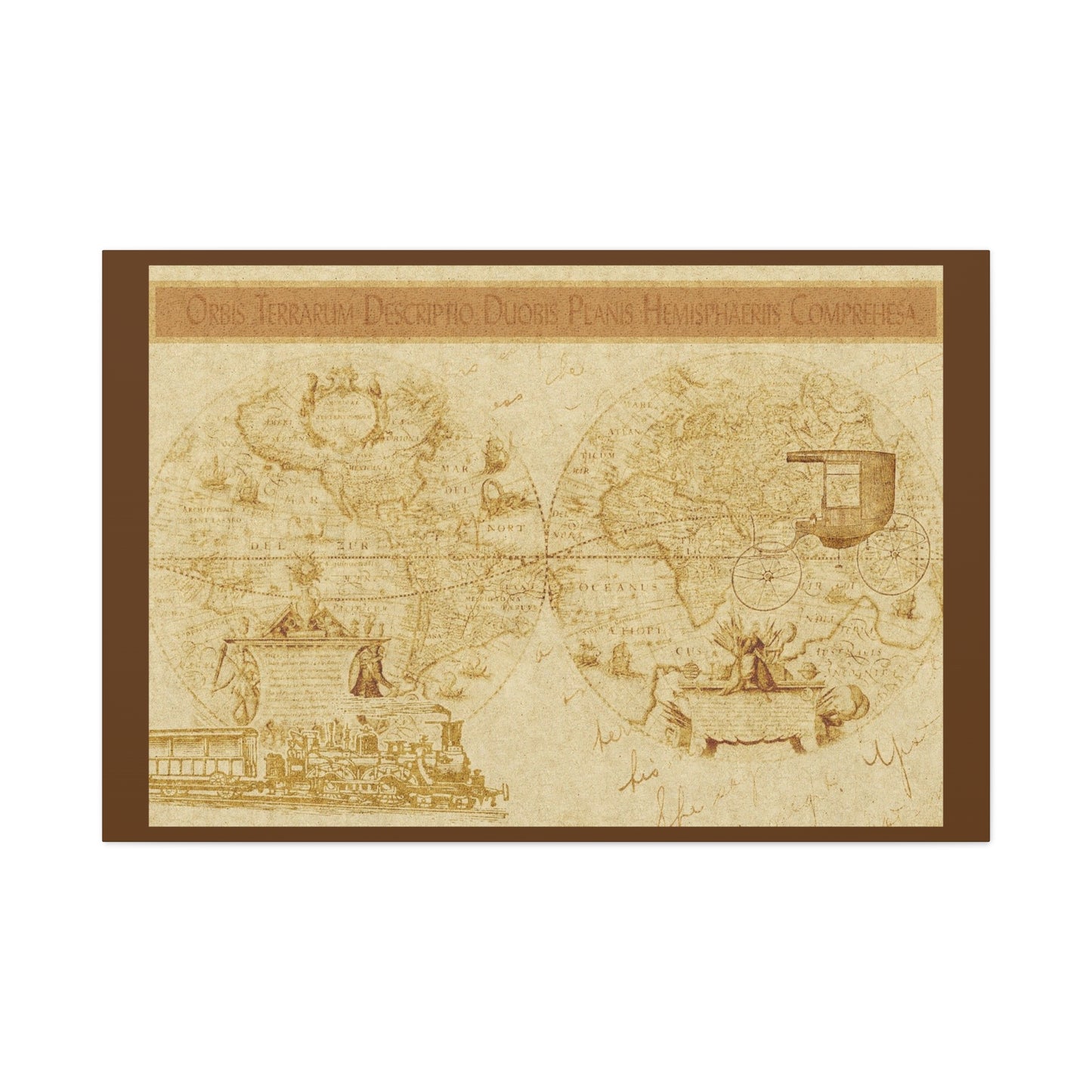 Vintage World Map Canvas Print — Matte Stretched Wall Art