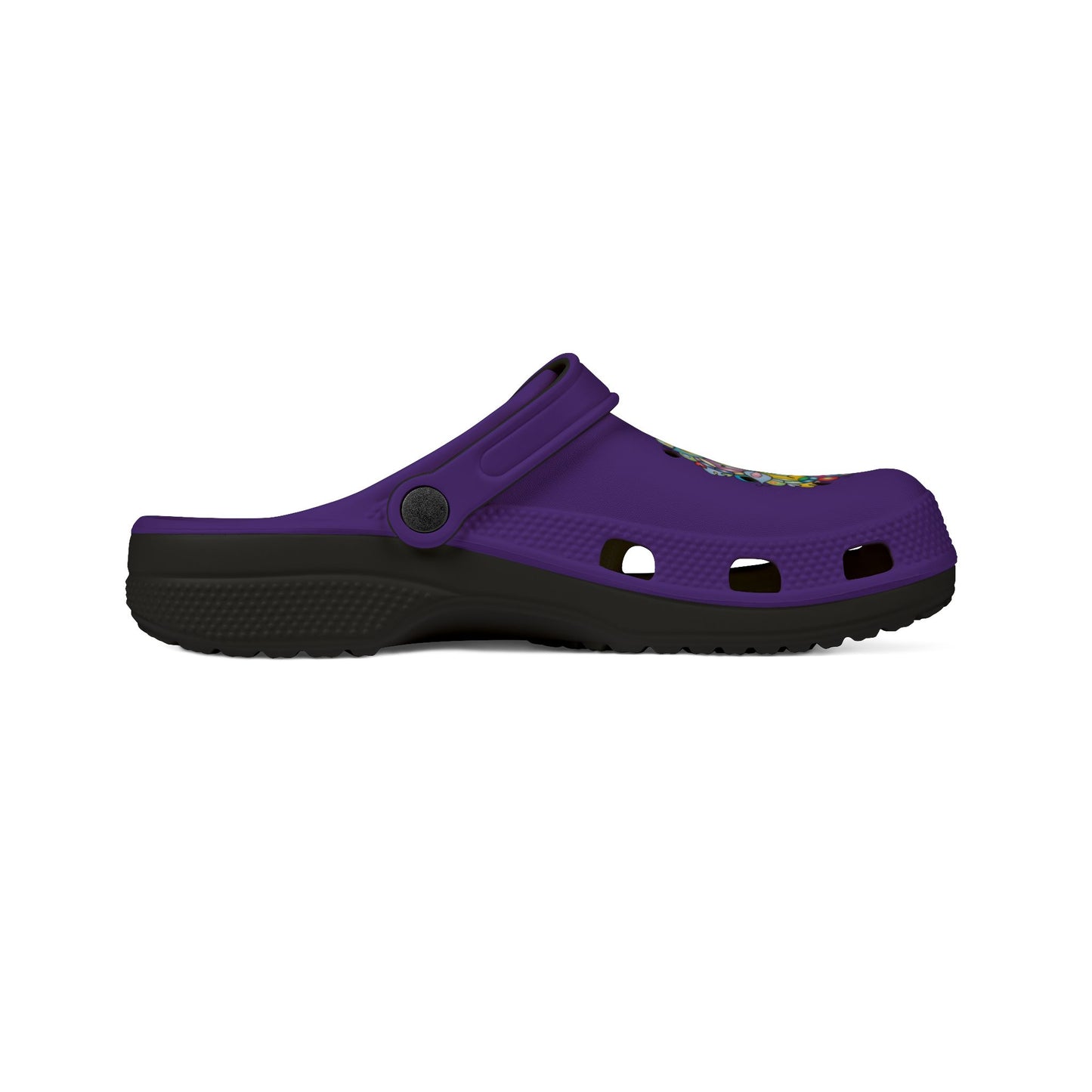 Purple Foam Clogs with Colorful Gem Heart — EVA Slip-On Shoes
