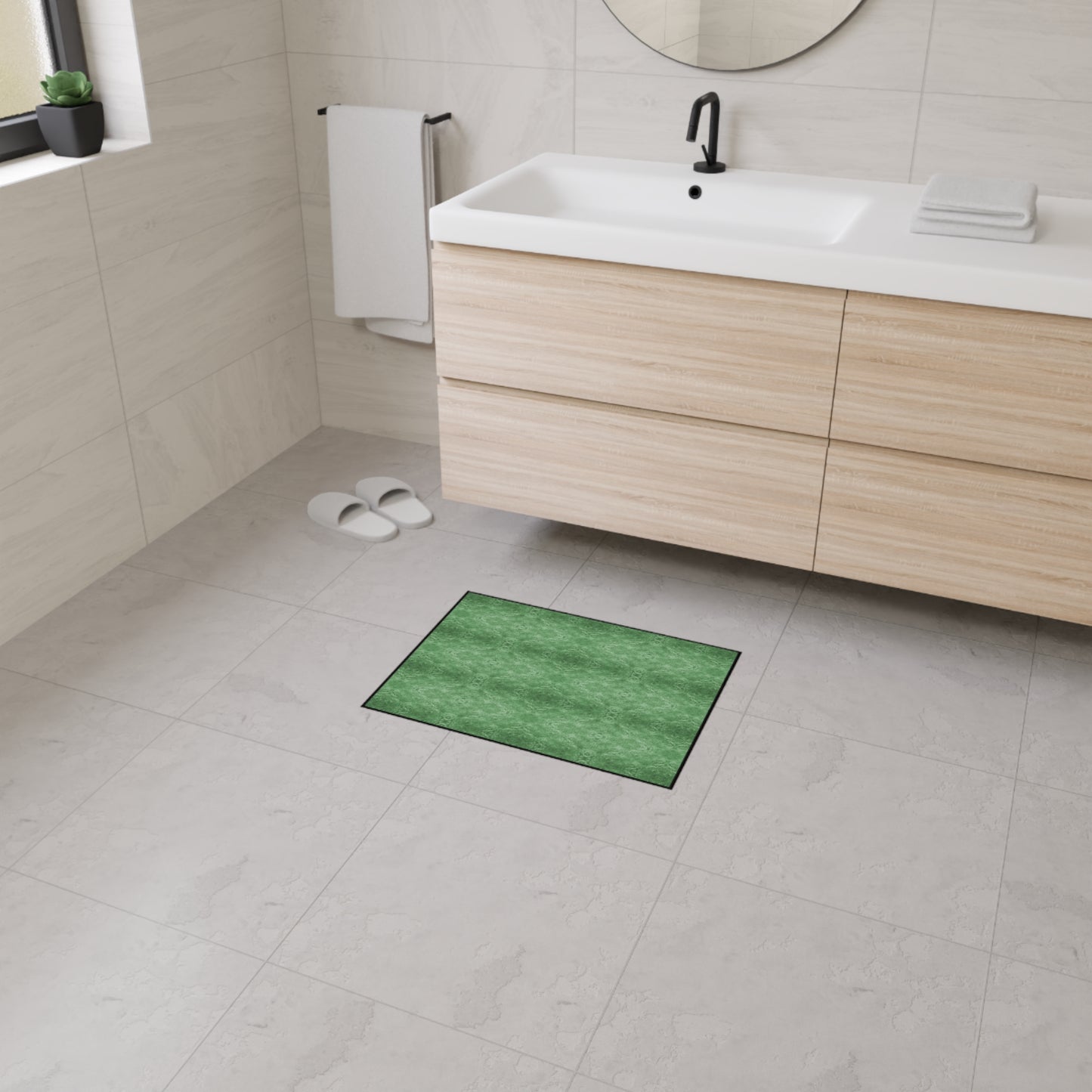 Green Textured Heavy-Duty Floor Mat — Durable Indoor/Outdoor Entry Rug