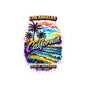 California Beach Paradise Kiss-Cut Sticker — Los Angeles Palm Tree Surf Vibes
