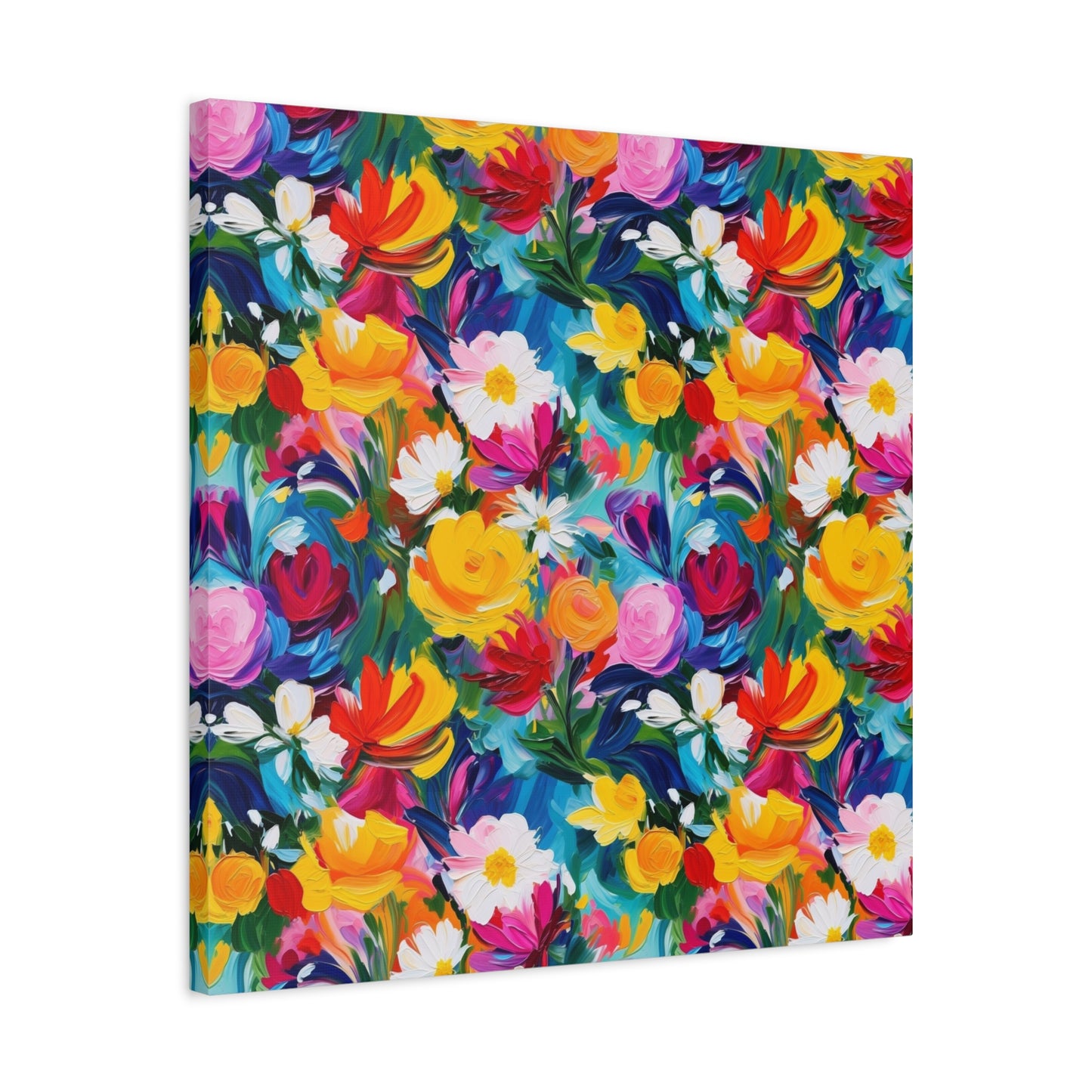 Vibrant Floral Matte Canvas Wall Art — Colorful Garden Print, Stretched 1.25"