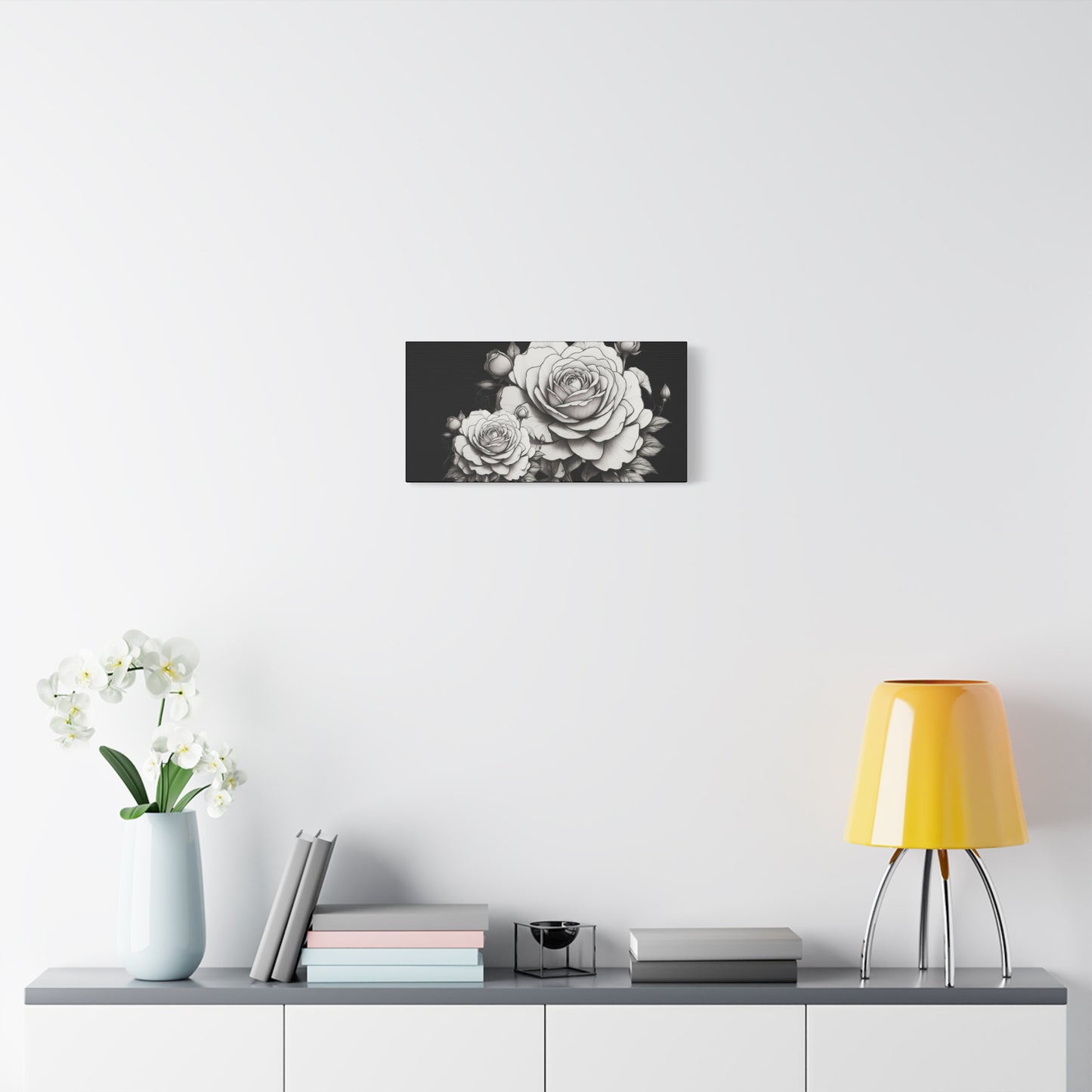 Monochrome Rose Canvas Print — Black & White Floral Wall Art