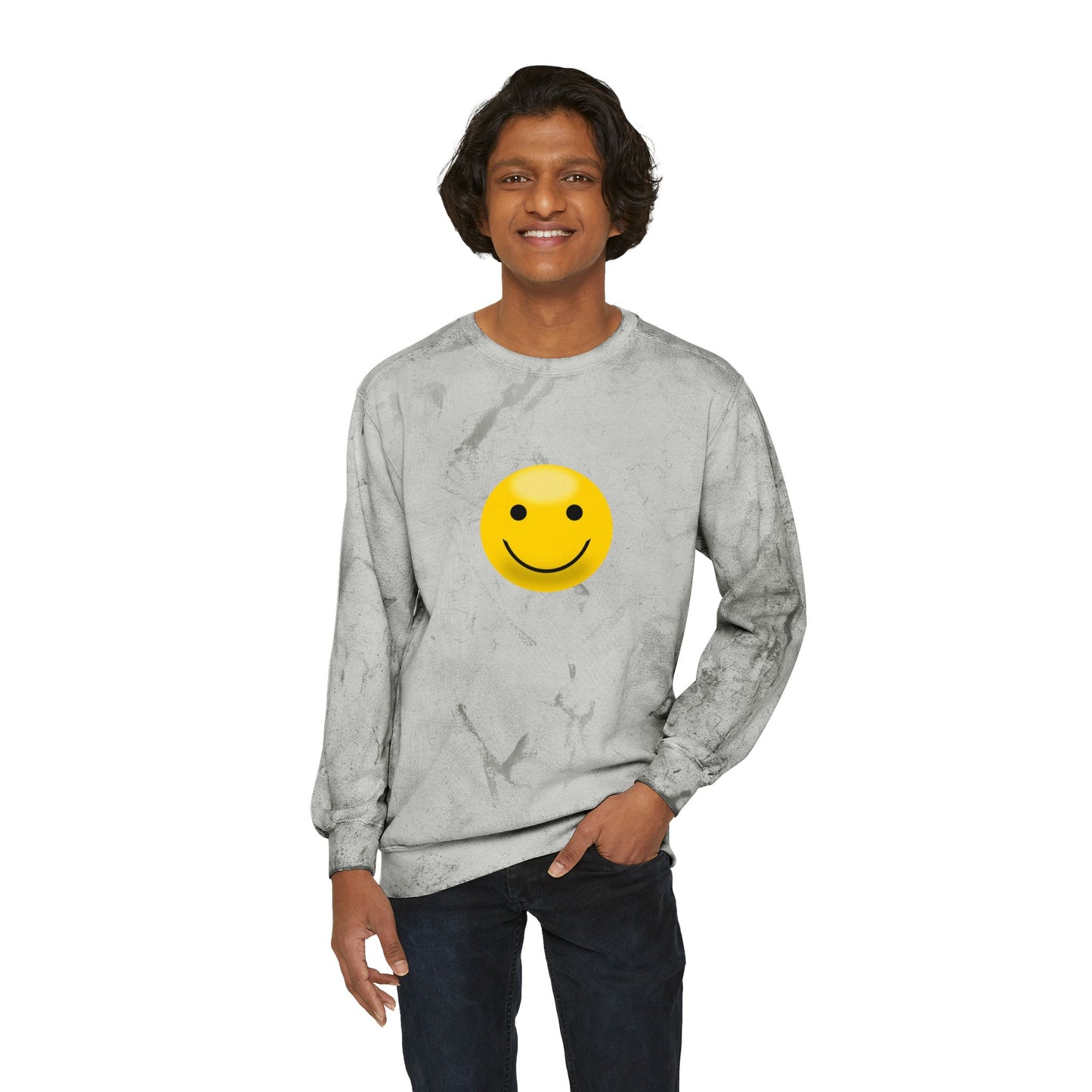 Cheerful Tie-Dye Crewneck Sweatshirt | Smiley Face Unisex Sweatshirt