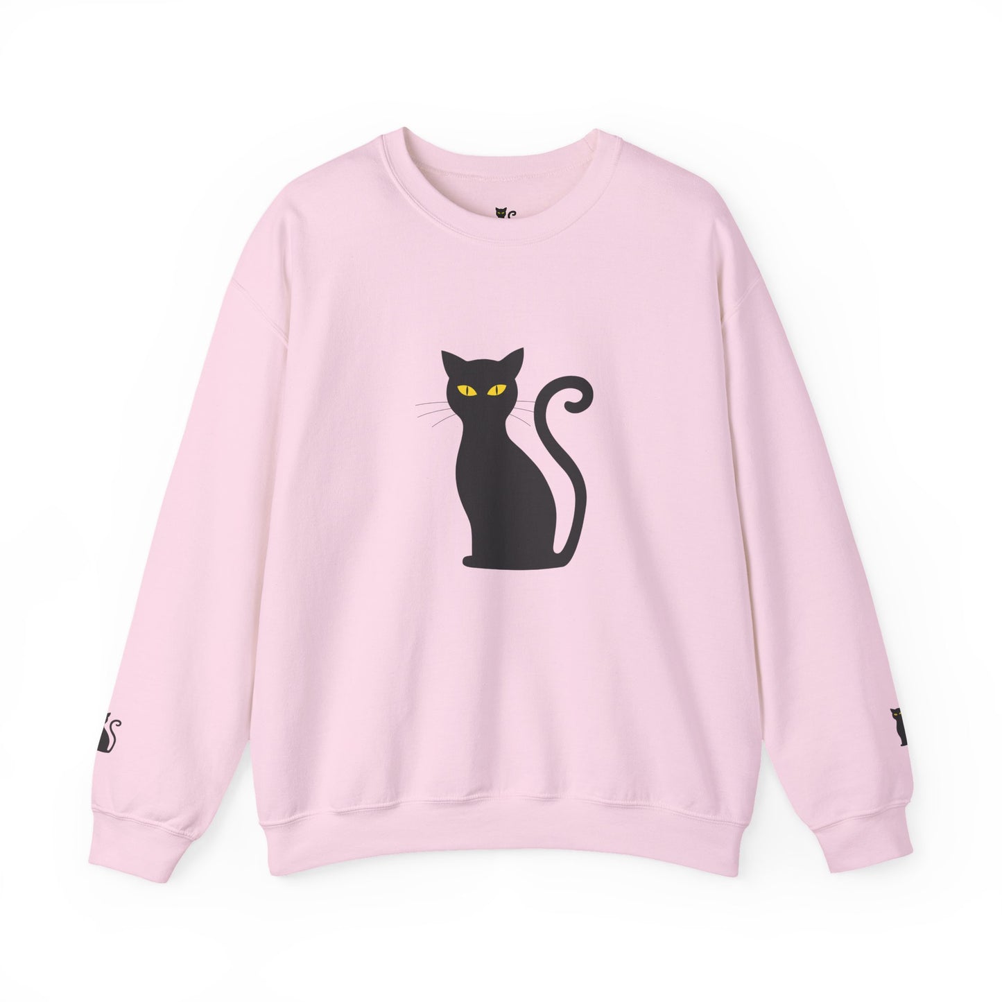 Black Cat Crewneck Sweatshirt — Cute Witchy Halloween Cat Pullover
