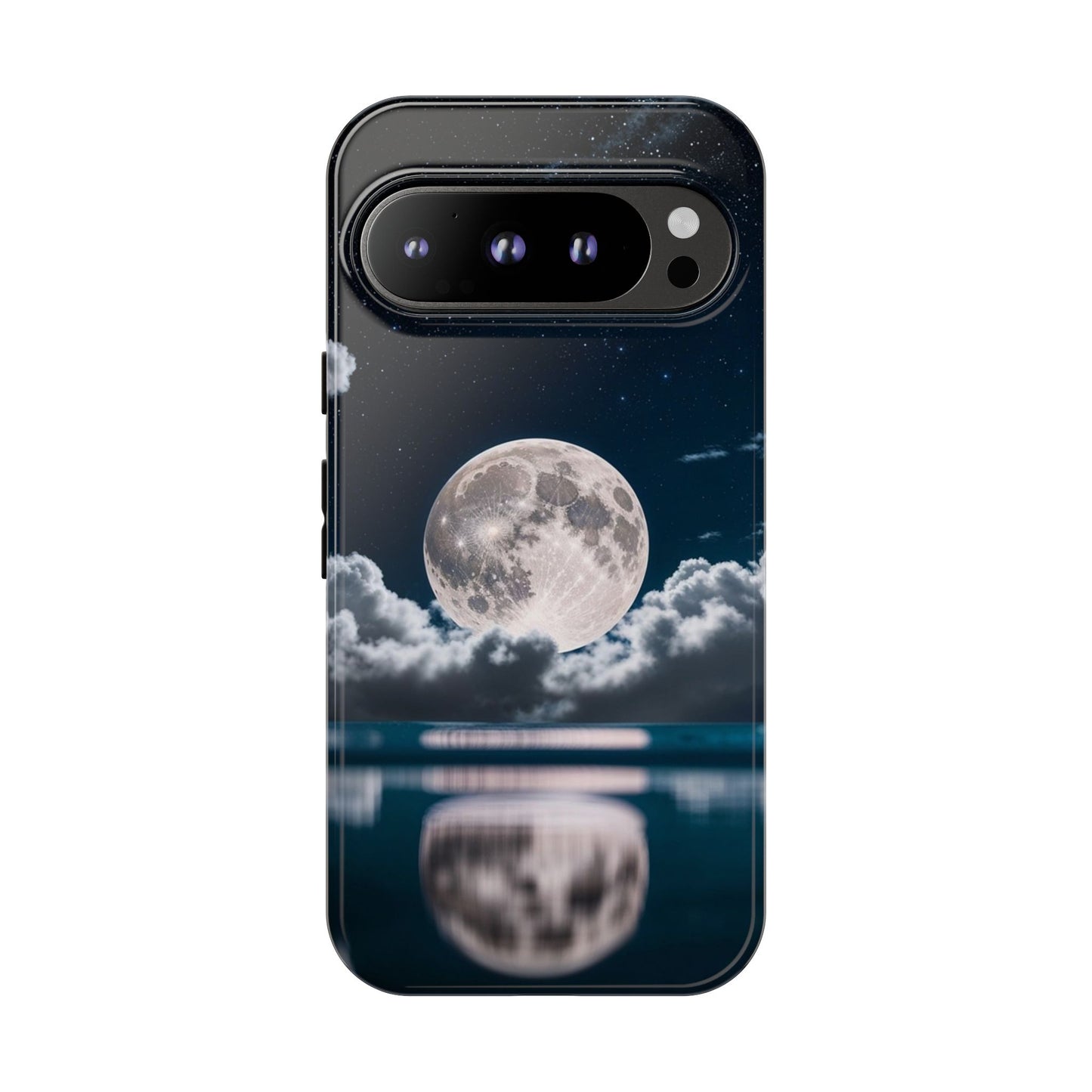Moonlit Reflection Phone Case — Night Sky Moon & Clouds Tough Case