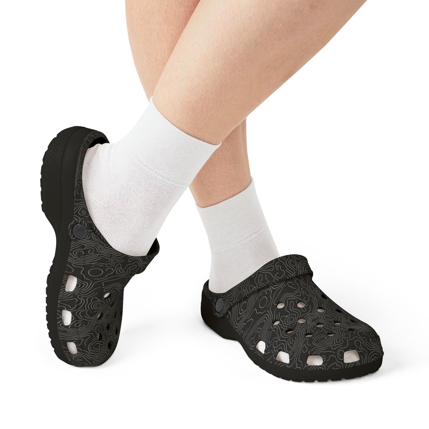 EVA Foam Clogs — Lightweight Black Swirl Slip‑On Shoes