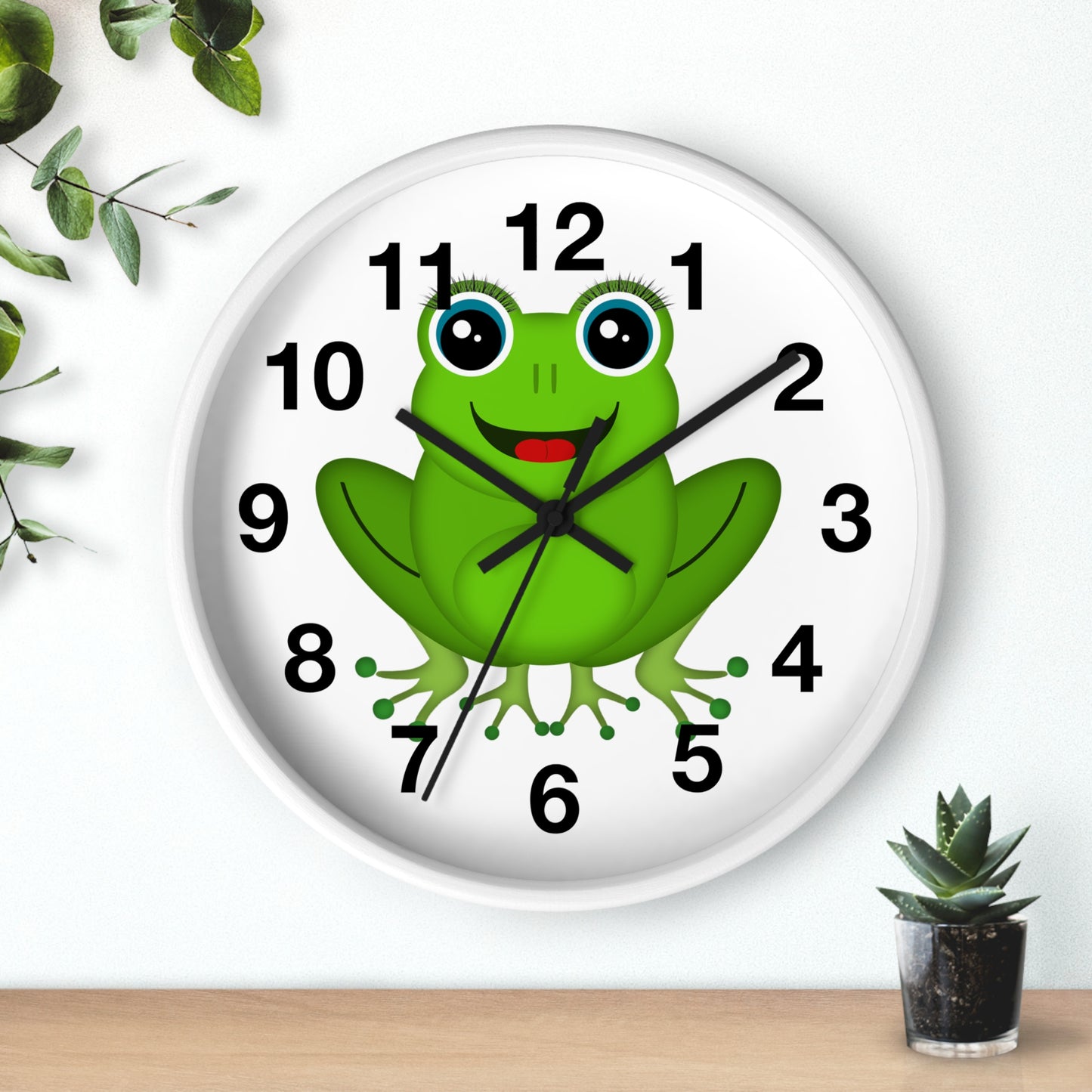 Frog Wall Clock - Whimsical Green Frog Design