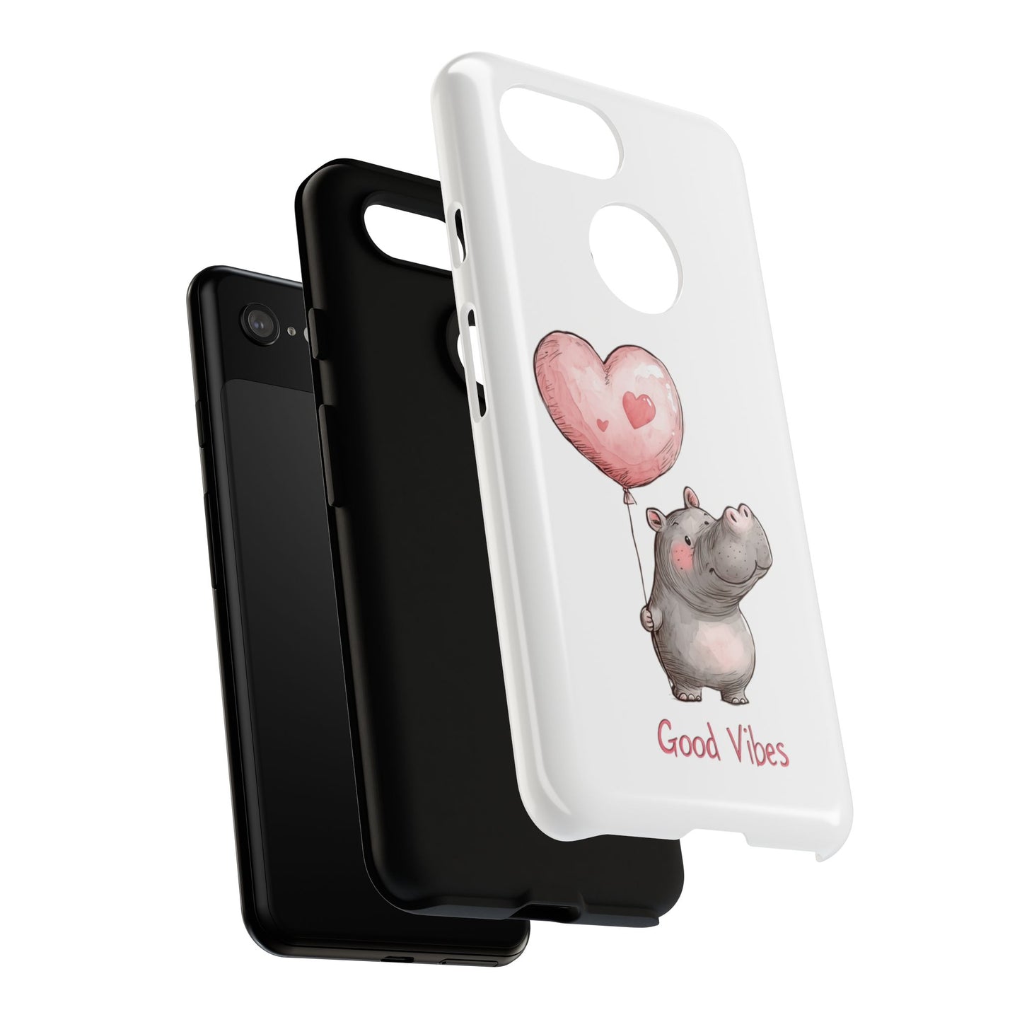 Cute Hippo Phone Case - Good Vibes Design, Animal Lover Gift, Fun Accessory, Birthday Present, Phone Accessories