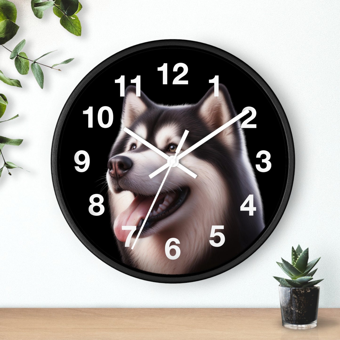 Husky Face Wall Clock – Cute Siberian Dog Home Decor, Pet Lover Gift