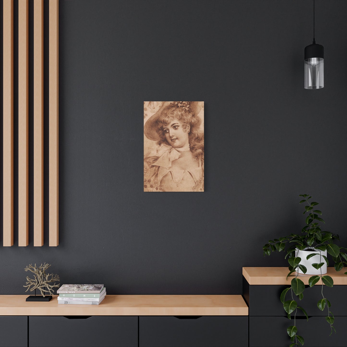Vintage Sepia Portrait Canvas — Romantic Victorian Lady Matte Wall Art