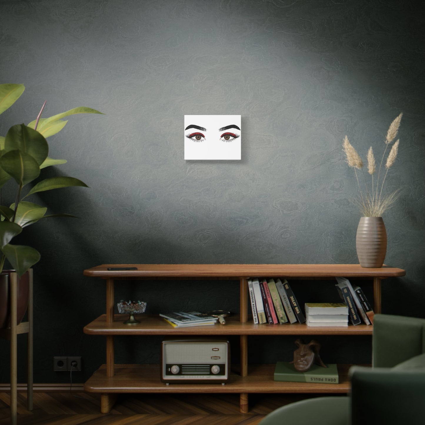 Red Lashes Wall Art Canvas — Glam Eyes Makeup Decor