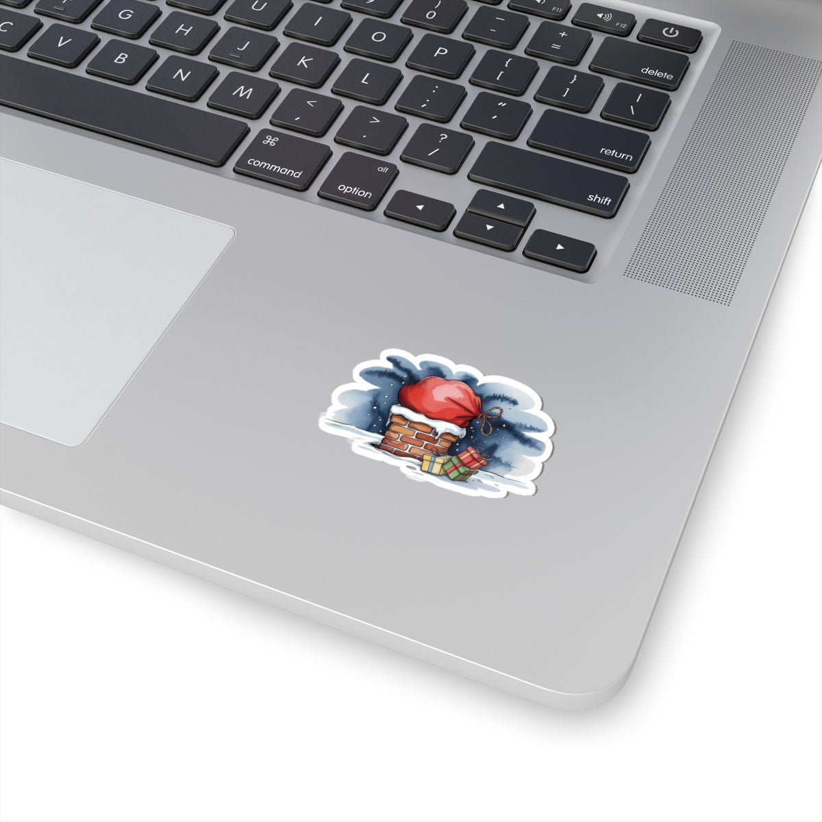 Christmas Chimney Sticker — Santa Hat & Presents Kiss-Cut Holiday Sticker