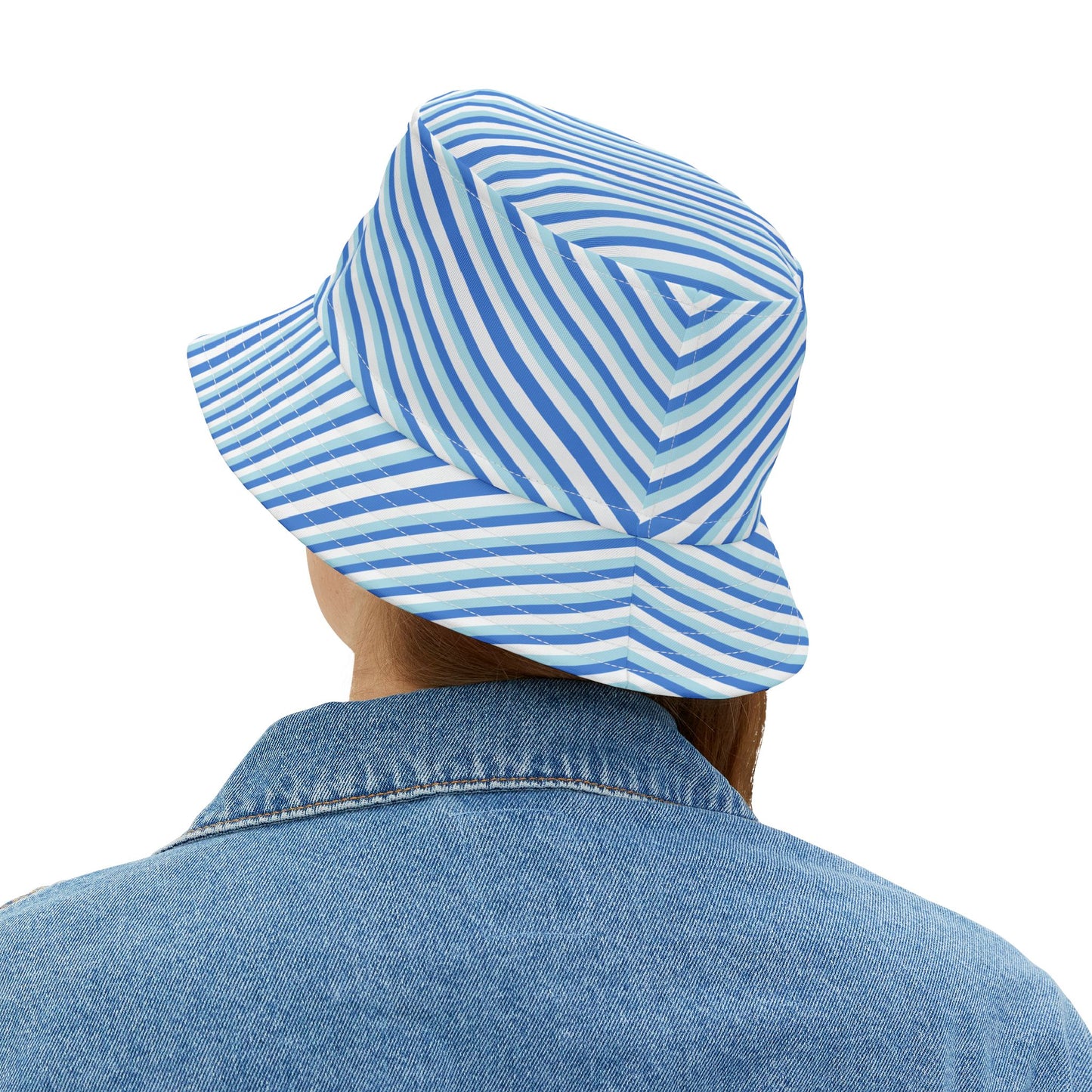 Blue Striped Bucket Hat — Nautical Summer Beach Sun Hat