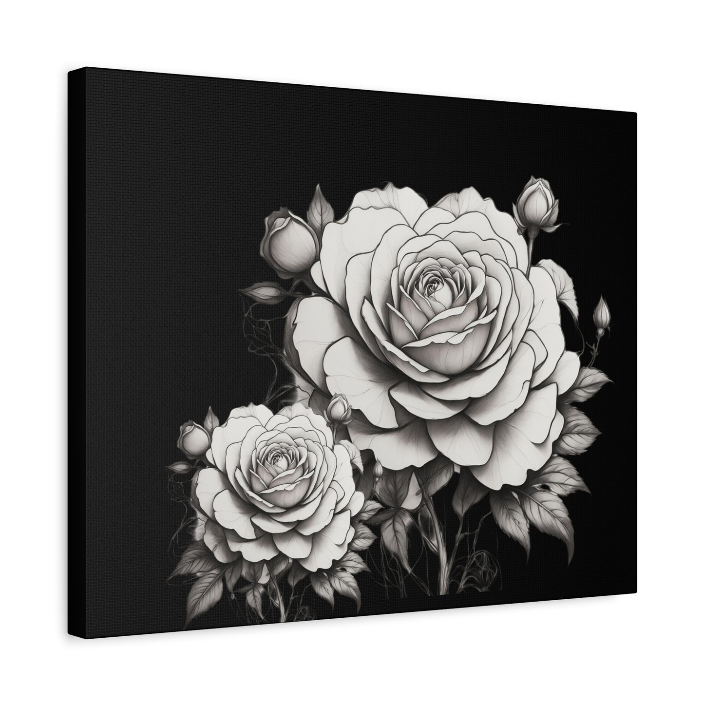 Monochrome Rose Canvas Print — Black & White Floral Wall Art