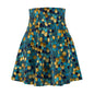 Vibrant Honeycomb Print Skater Skirt, Stylish Summer Skirt, Trendy Casual Skirt, Boho Skater Skirt, Perfect for Festivals