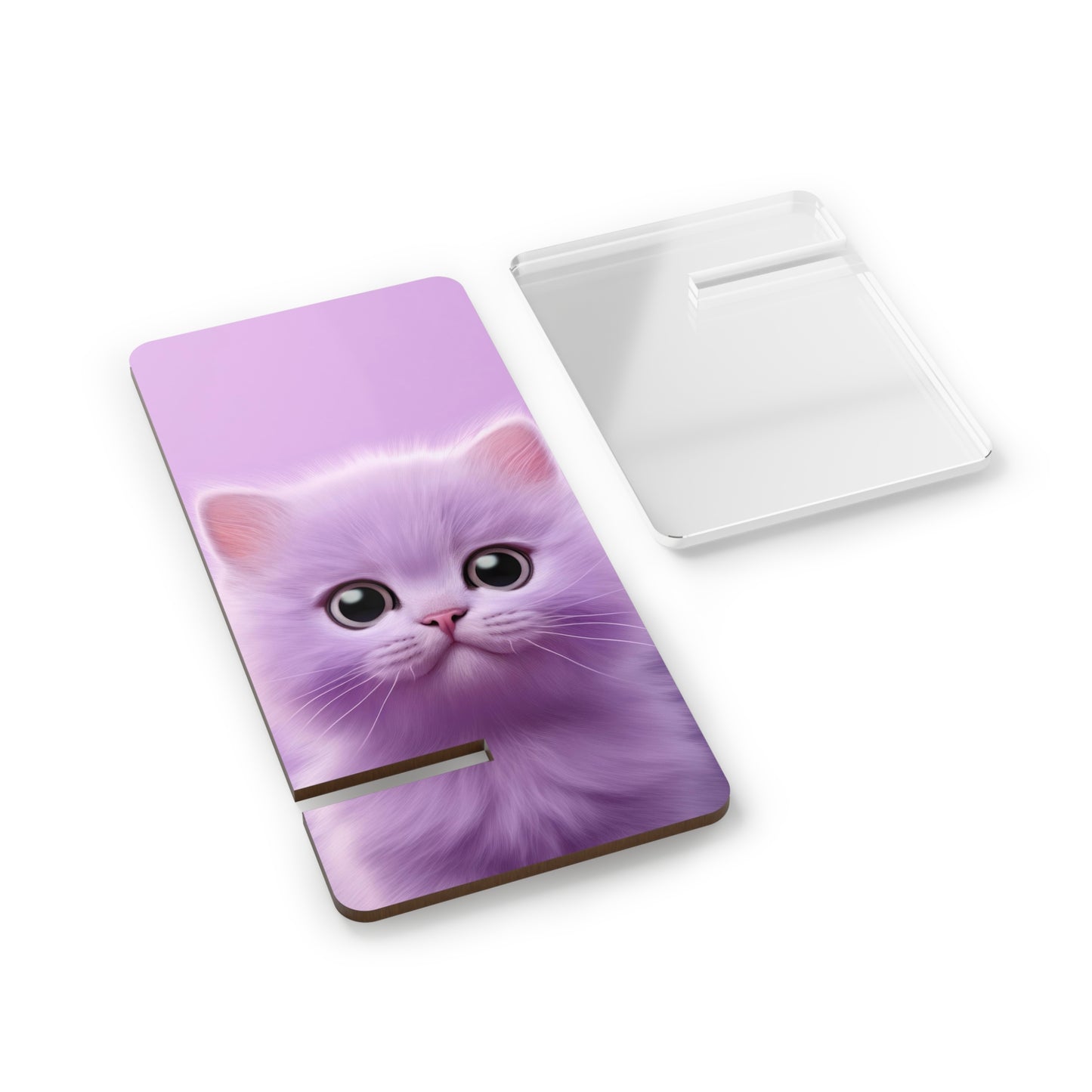 Cute Purple Kitten Phone Stand — Foldable Mobile Display Stand for Smartphones