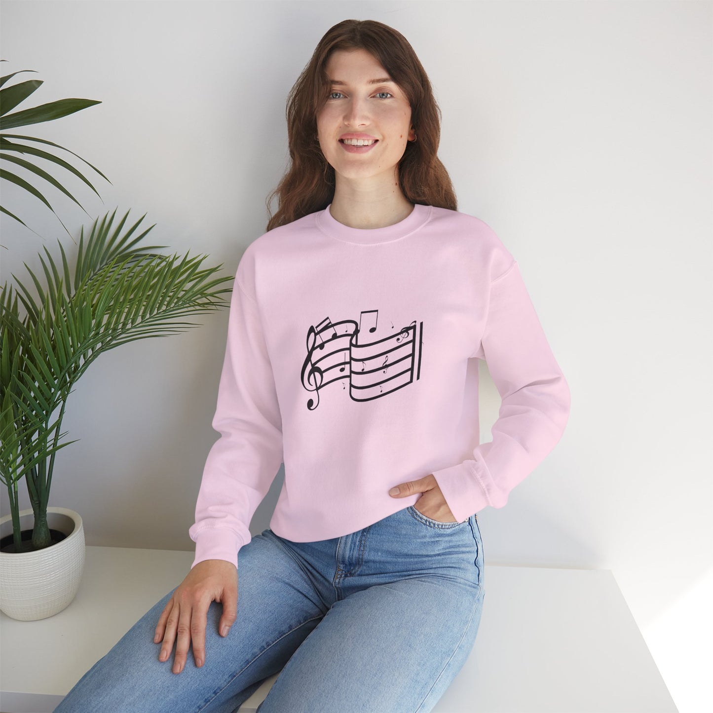 Music Notes Crewneck Sweatshirt – Minimal Sheet Music Design