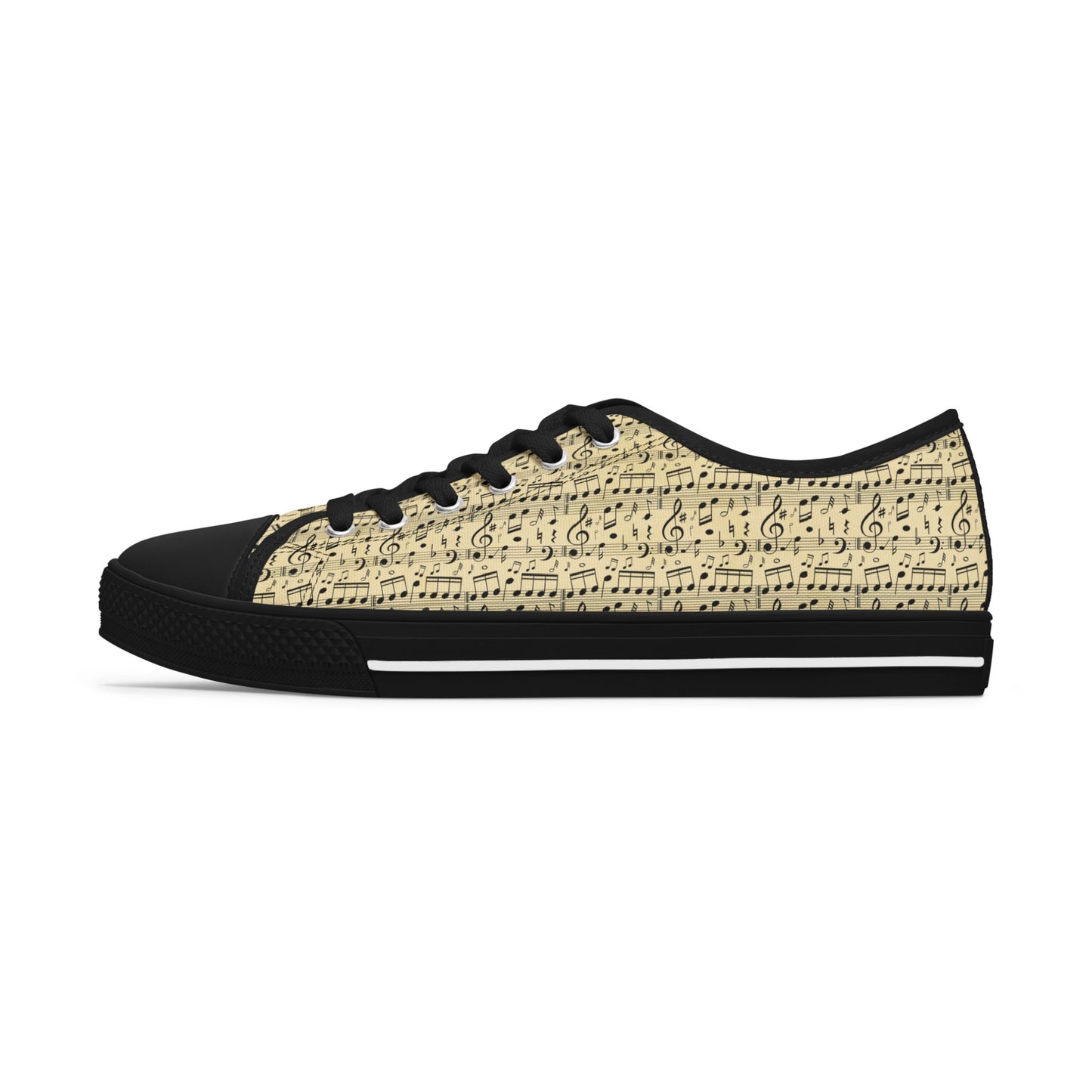 Music Sheet Low Top Sneakers — Vintage Sheet Music Print Tennis Shoes