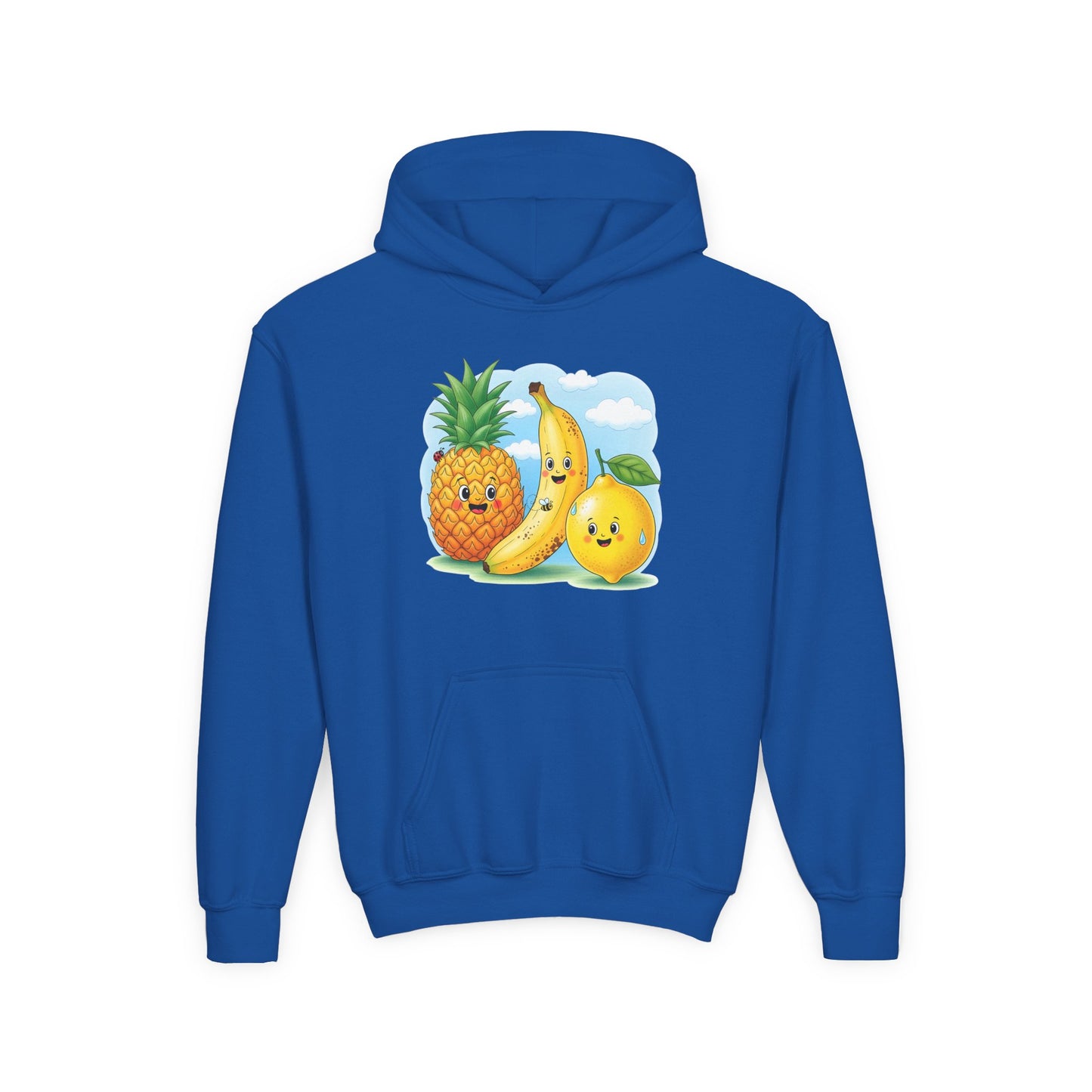 Kids Tropical Fruit Hoodie — Cute Pineapple, Banana & Orange Graphic Sweatshirt