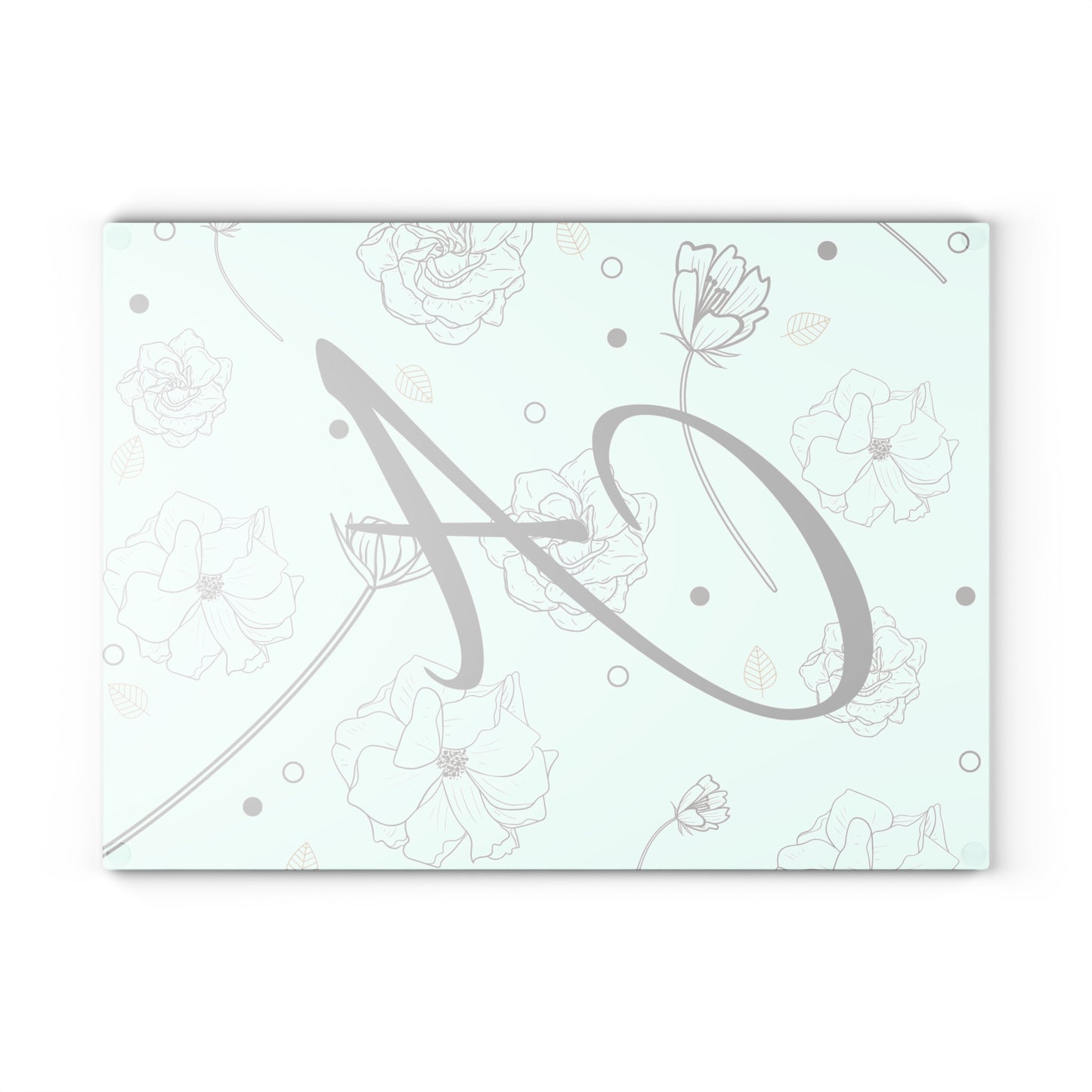 Personalized Floral Glass Cutting Board - Letter A
