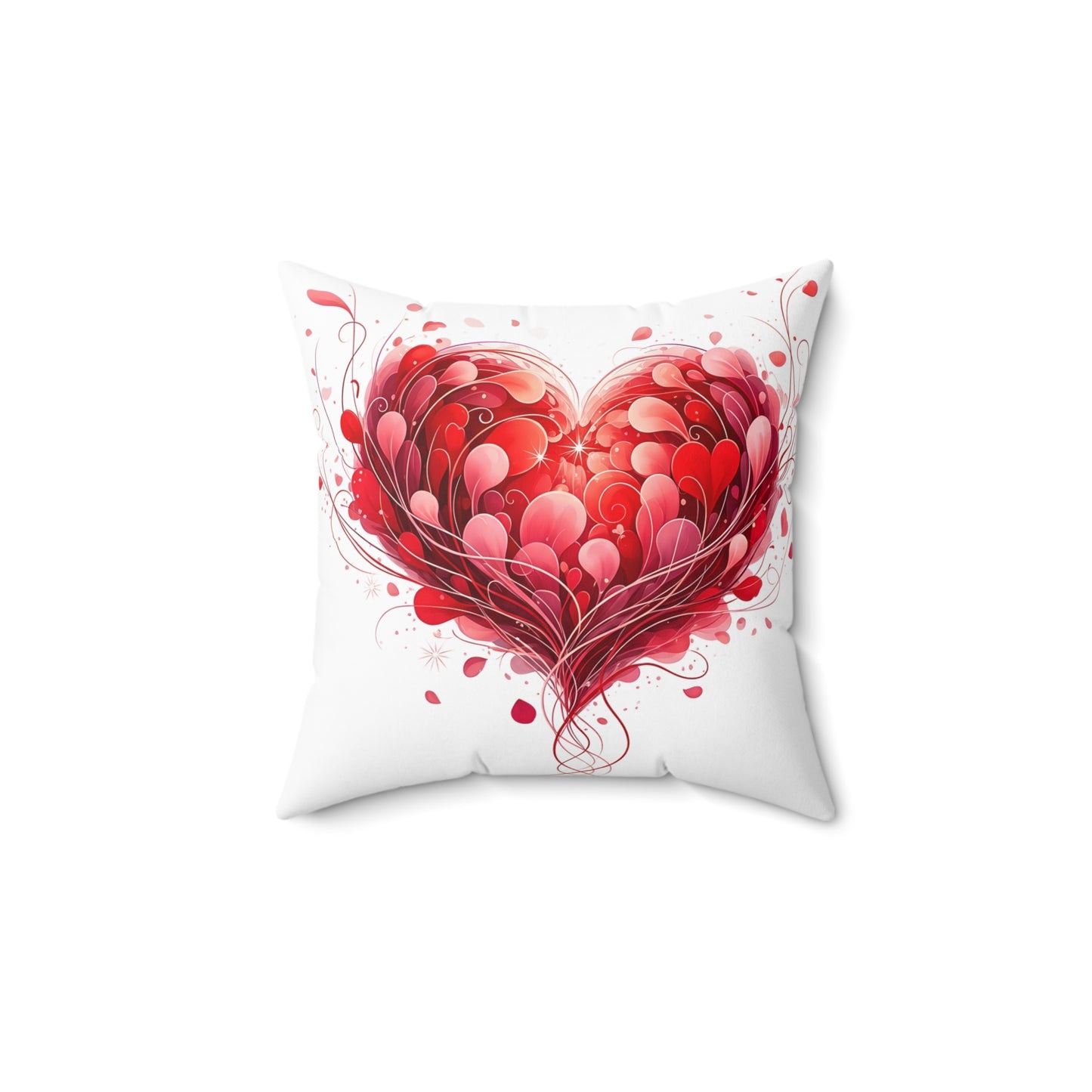 Valentine Red Heart Decorative Pillow — Romantic Floral Heart Throw Pillow