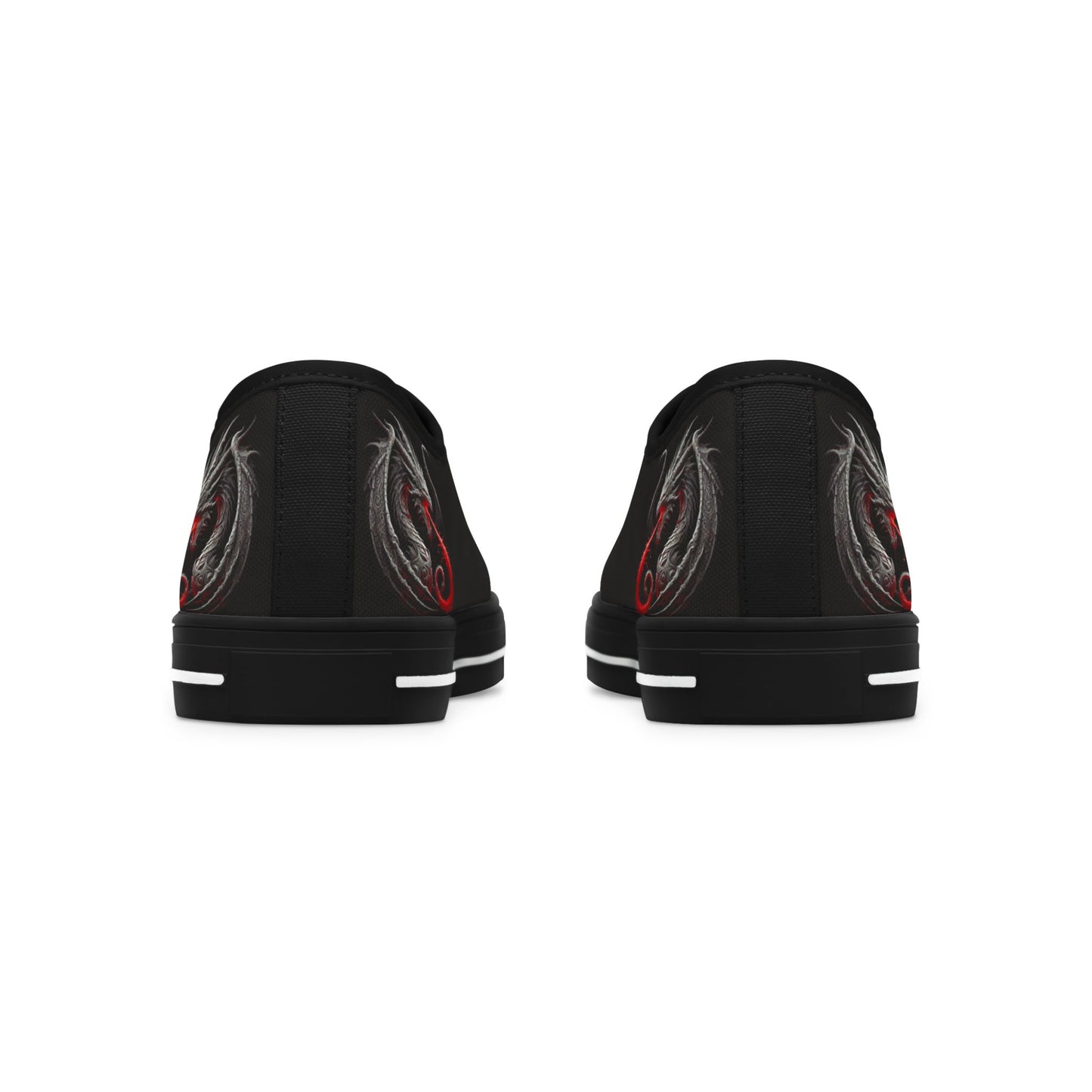 Low Top Sneakers — Black Dragon Wing Accent