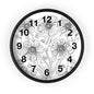Floral Doodle Wall Clock — Black & White Hand-Drawn Flower Timepiece