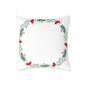 Holiday Holly Corner Square Pillow - Festive Red Berries & Greenery Throw Pillow