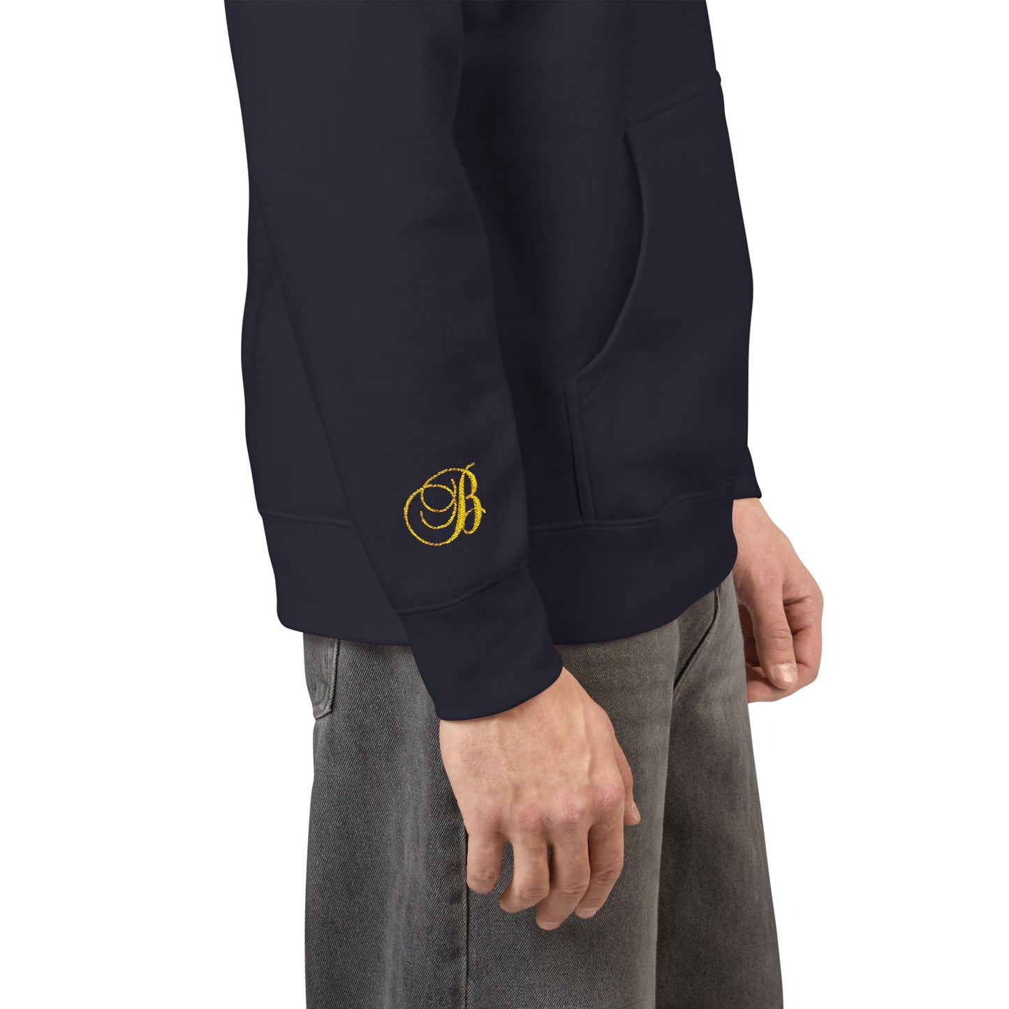 Coral Gold Floral Initial Hoodie — Monogram 'B' Casual Pullover